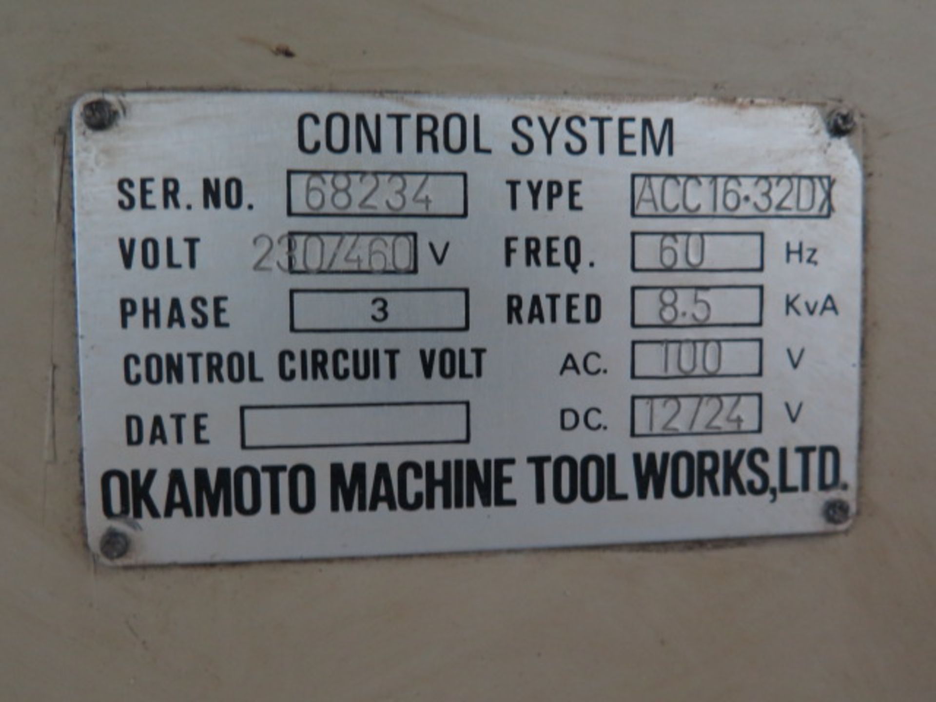 Okamoto ACC-16-32DX 16” x 32” Automatic Surface Grinder s/n 68234 w/ Okamoto Controls, SOLD AS IS - Image 13 of 13