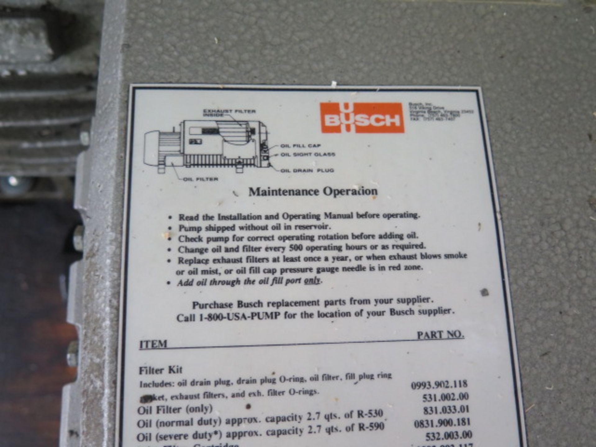 Busch 480V Vacuum Pump (SOLD AS-IS - NO WARRANTY) - Image 5 of 5