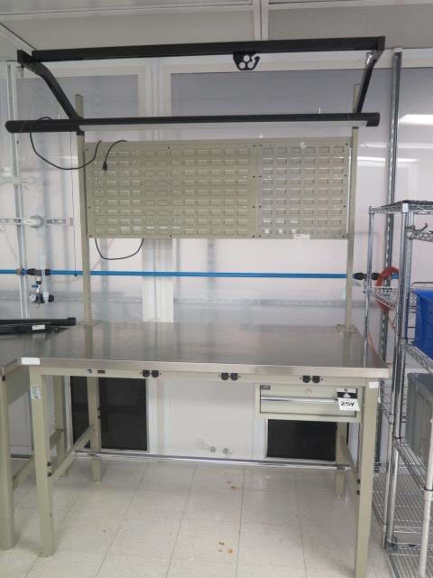 Global 30" x 60" Stainless Top Lab Benches (2) w/ Back-Boards and Lights (SOLD AS-IS - NO WARRANTY) - Image 2 of 11