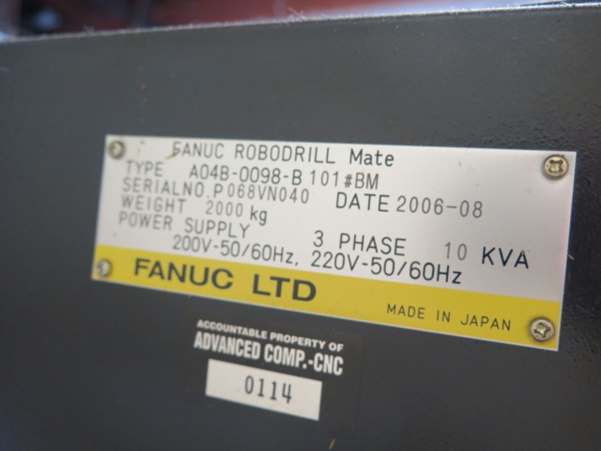 2006 Fanuc Robodrill MATE CNC Drill and Tapping Center s/n P068VN040 w/ Fanuc 0i-MC, SOLD AS IS - Image 13 of 13