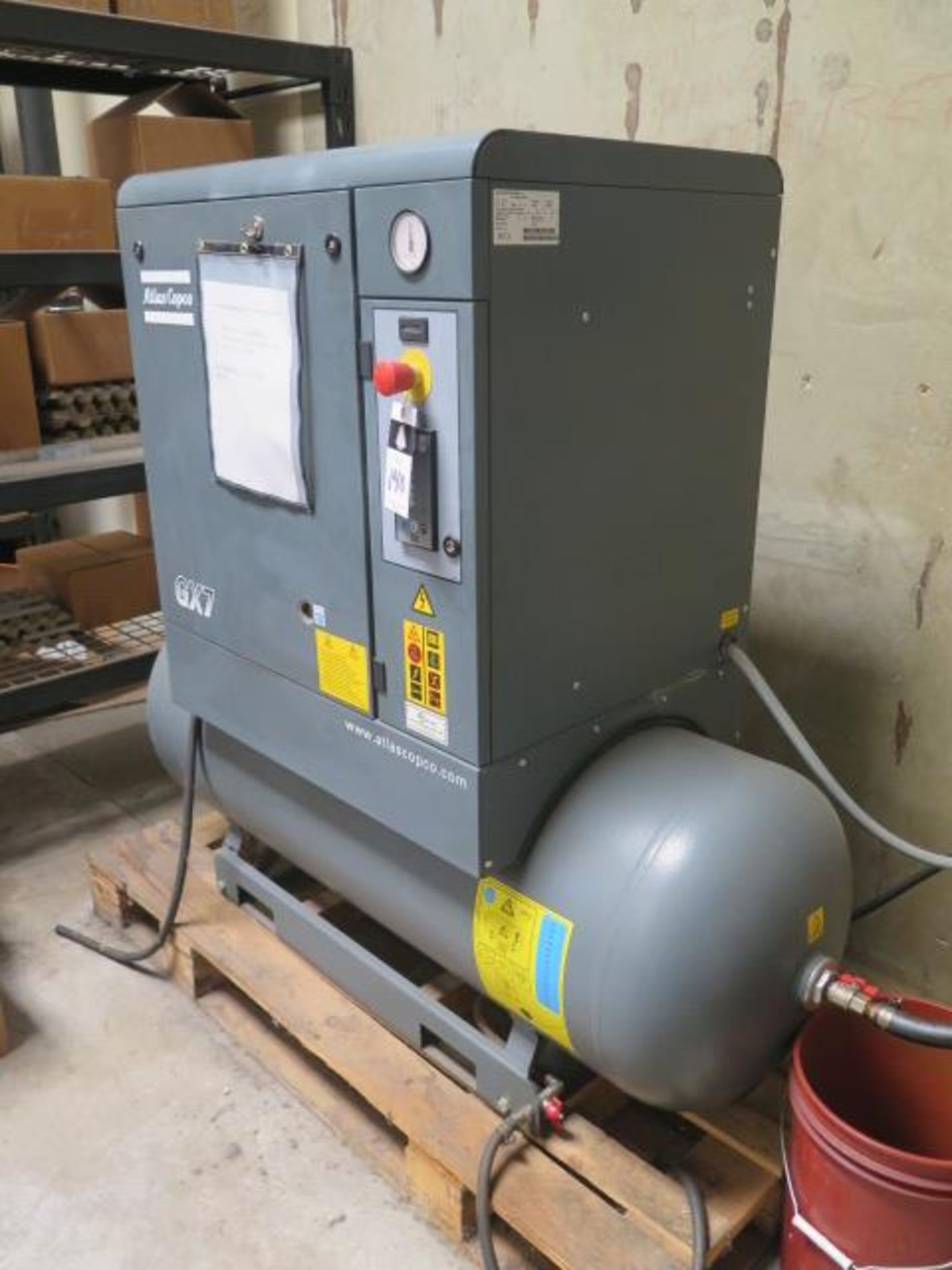 2016 Atlas Copco GX7P EL 10Hp Rotary Air Compressor s/n CAI937844 w/ Atlas Copco Controls, 60 Gallon - Image 3 of 15