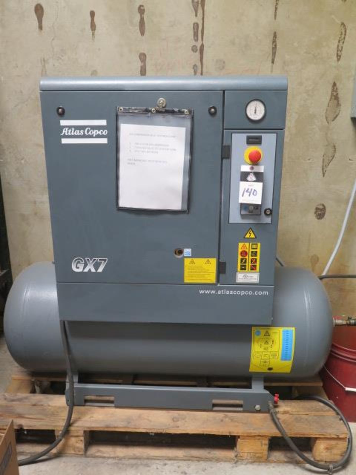 2016 Atlas Copco GX7P EL 10Hp Rotary Air Compressor s/n CAI937844 w/ Atlas Copco Controls, 60 Gallon - Image 2 of 15