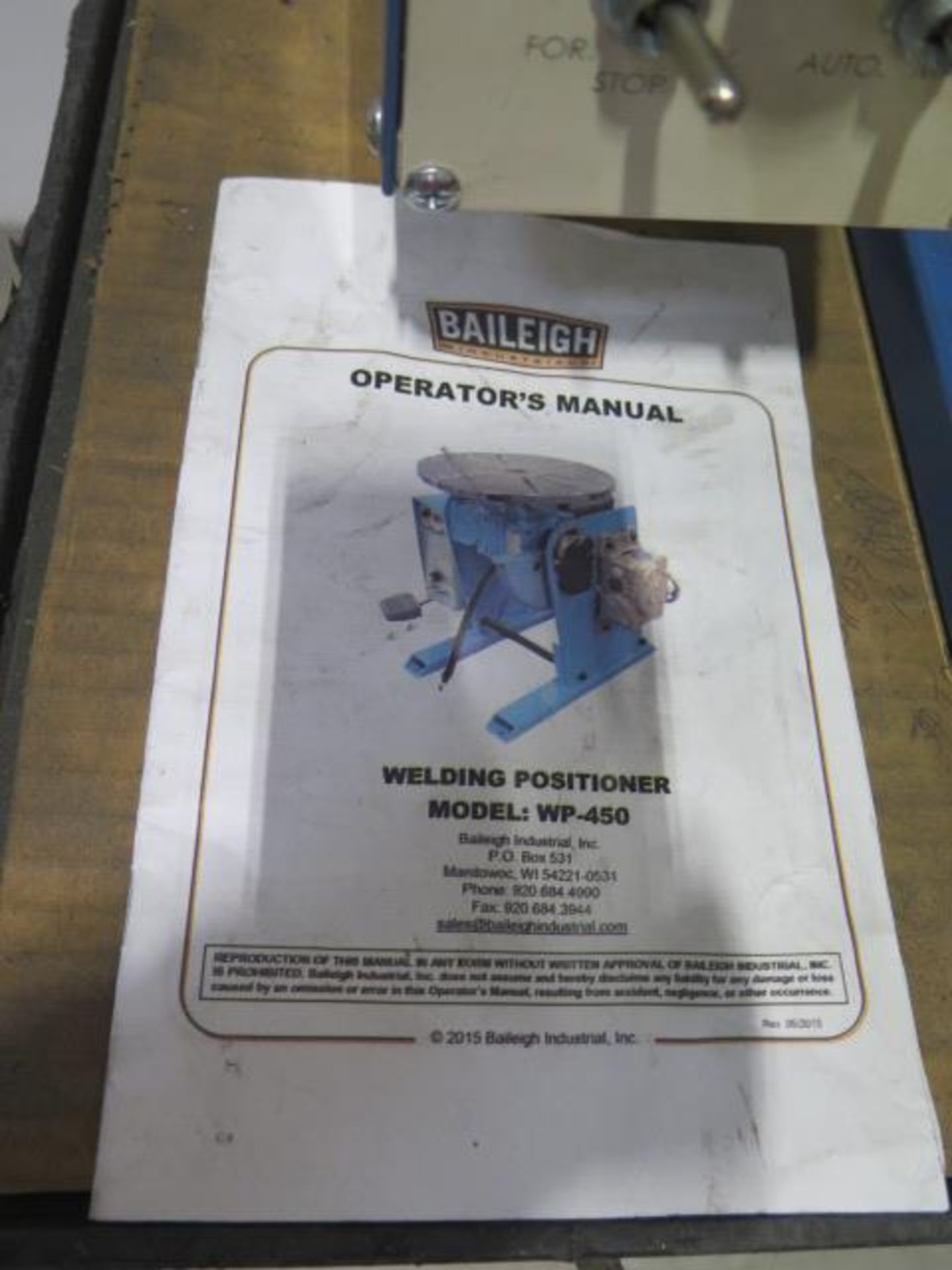 2016 Baileigh WP-450 13" Welding Positioner s/n KJ-220-1607-A019 w/ Baileigh Controls (SOLD AS-IS - - Image 9 of 10