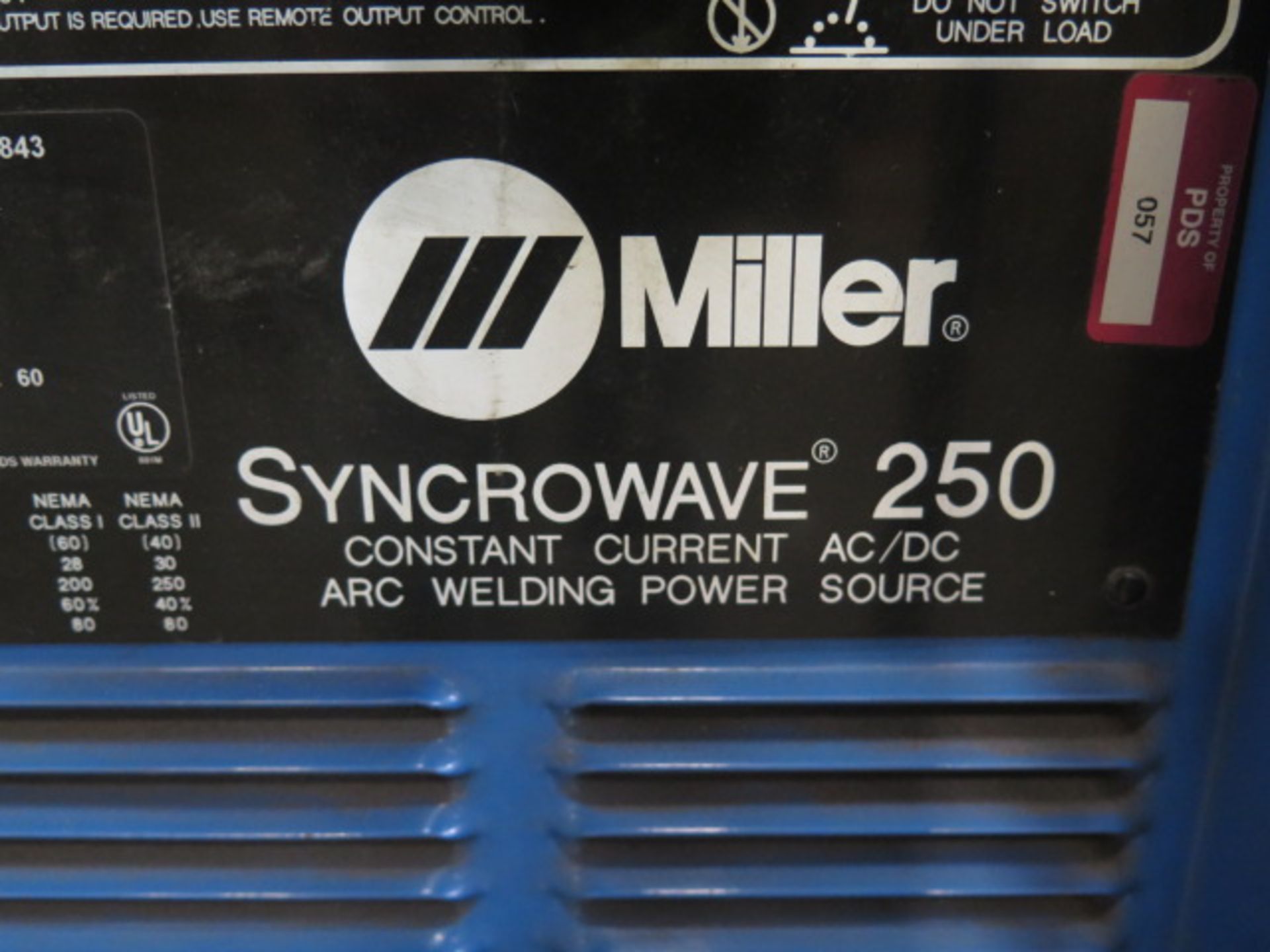 Miller Syncrowave 250 CC-AC/DC Arc Welding Power Source s/n KF922843 w/ WeldTec Cooler, SOLD AS IS - Image 3 of 7