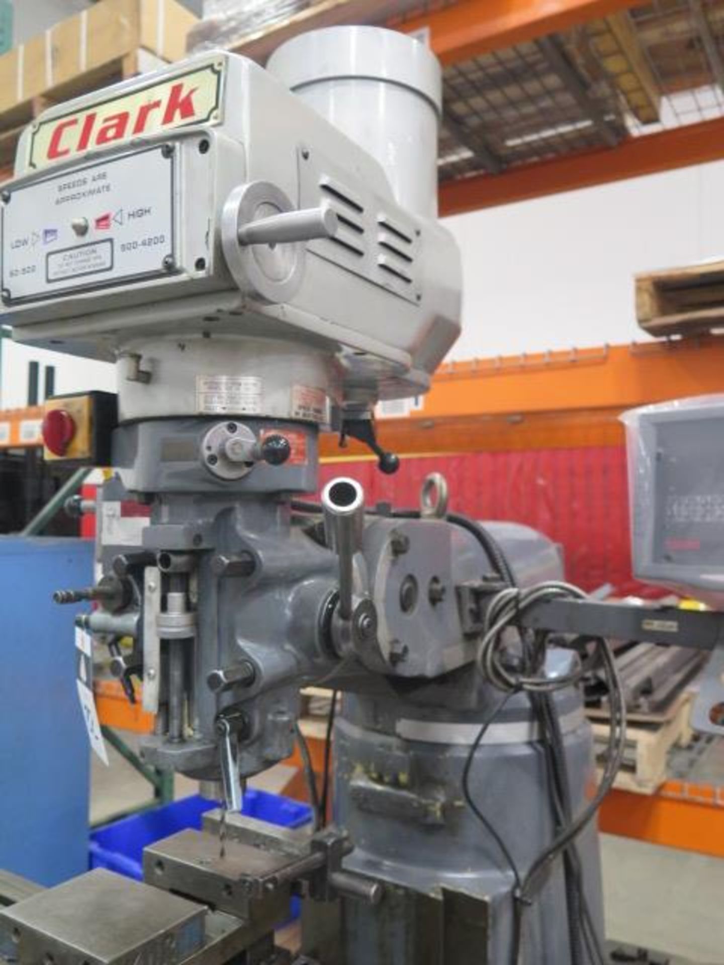 Clark Vertical Mill w/ Contour SDS2MS Programmable DRO, 3Hp Motor, 60-4200 Dial Change RPM, R8 Spind - Image 6 of 11