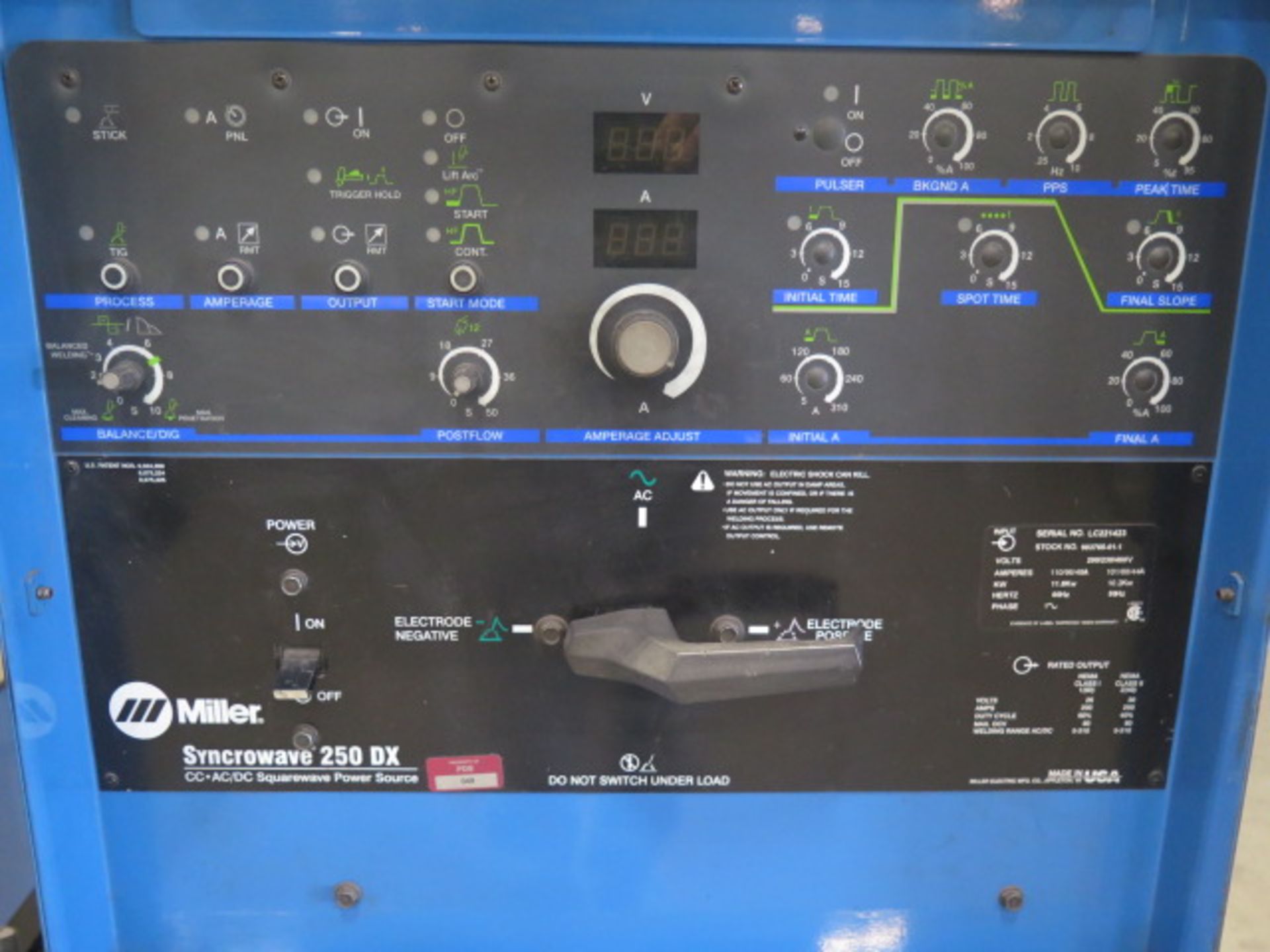 Miller Syncrowave 250DX CC-AC/DC Squarewave Weld Source s/n LC221423 w/ Miller TIGRunner, SOLD AS IS - Image 4 of 8