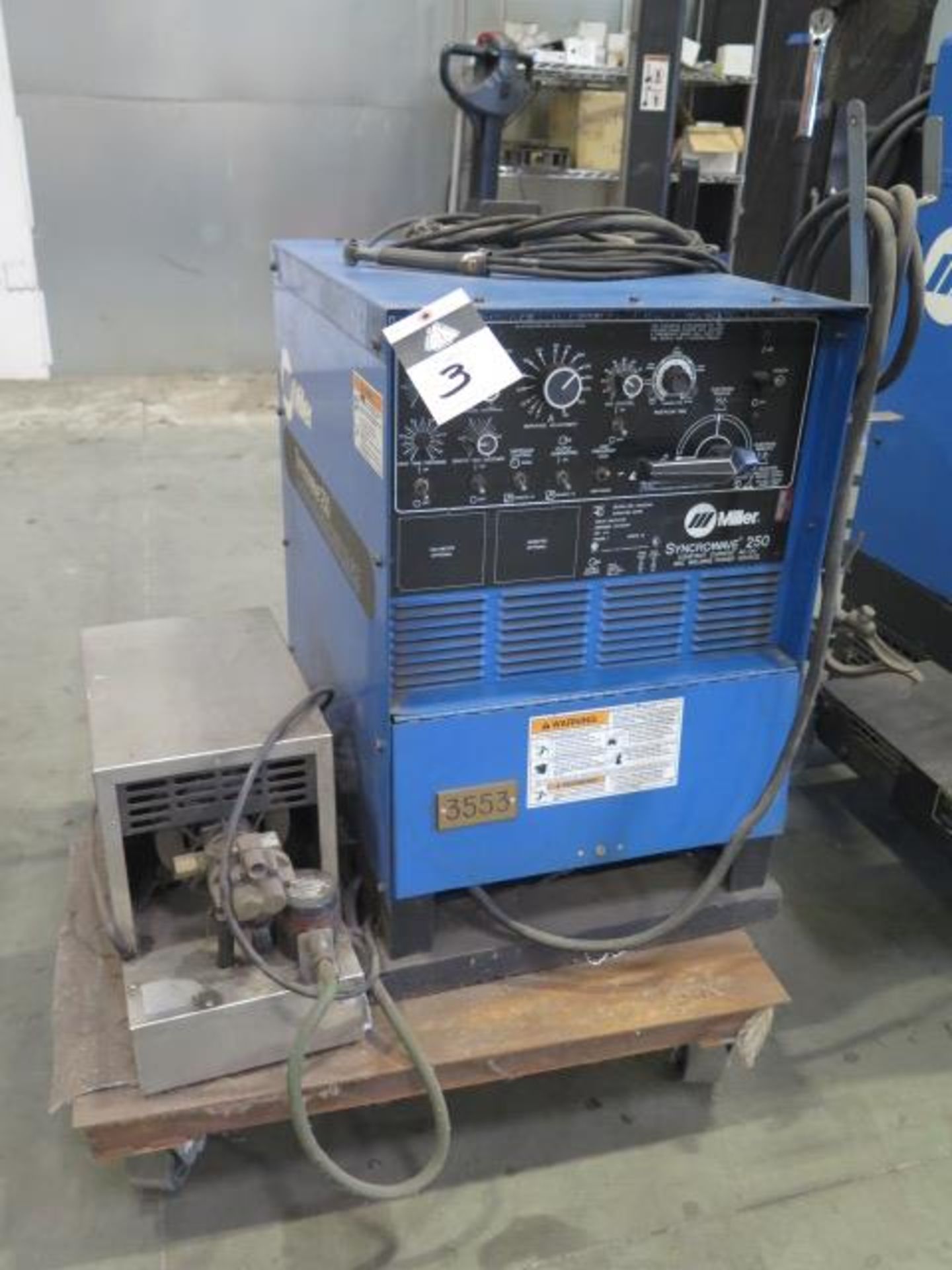 Miller Syncrowave 250 CC-AC/DC Arc Welding Power Source s/n KF922843 w/ WeldTec Cooler, SOLD AS IS