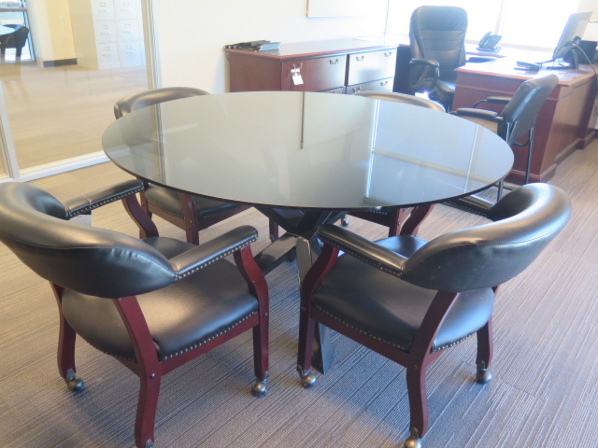 Glass Top Conference Table, Office Furniture, Book Shelves and Chairs (SOLD AS-IS - NO WARRANTY)