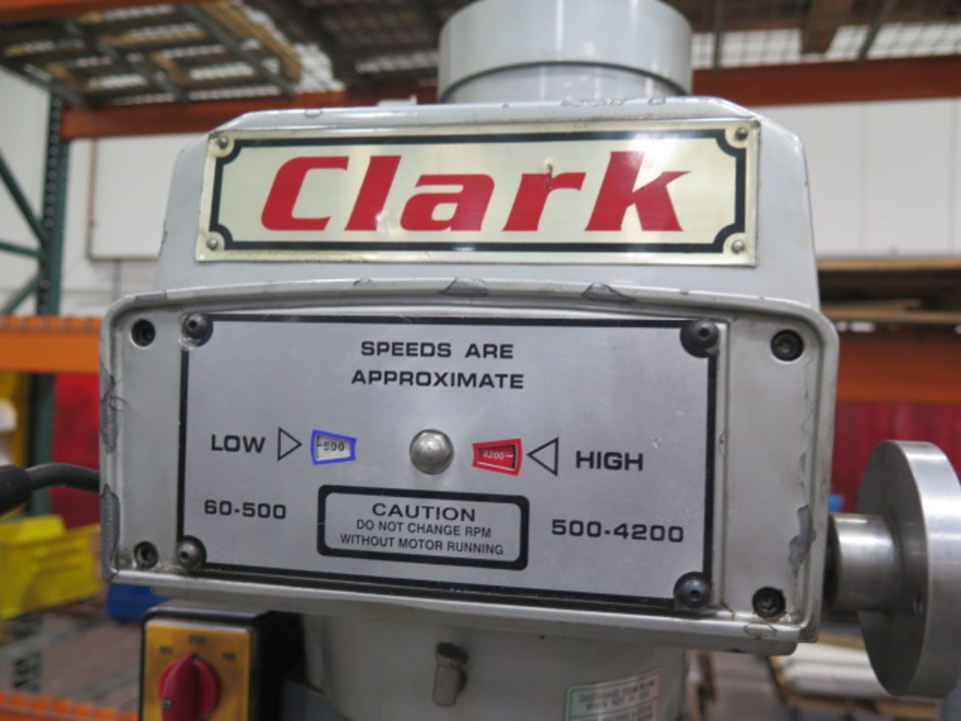 Clark Vertical Mill w/ Contour SDS2MS Programmable DRO, 3Hp Motor, 60-4200 Dial Change RPM, R8 Spind - Image 4 of 11