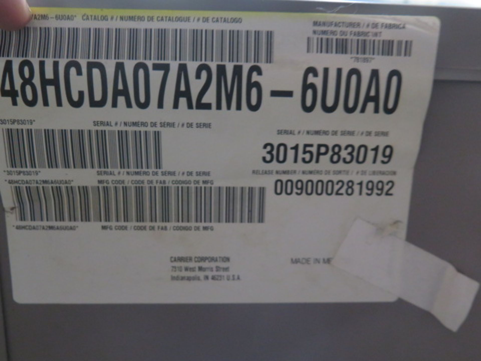 Carrier 48HCDA07A2M6-6U0A0 6 Ton Gas Unit s/n 3015P83019 460V-3PH. (SOLD AS-IS - NO WARRANTY) - Image 5 of 7