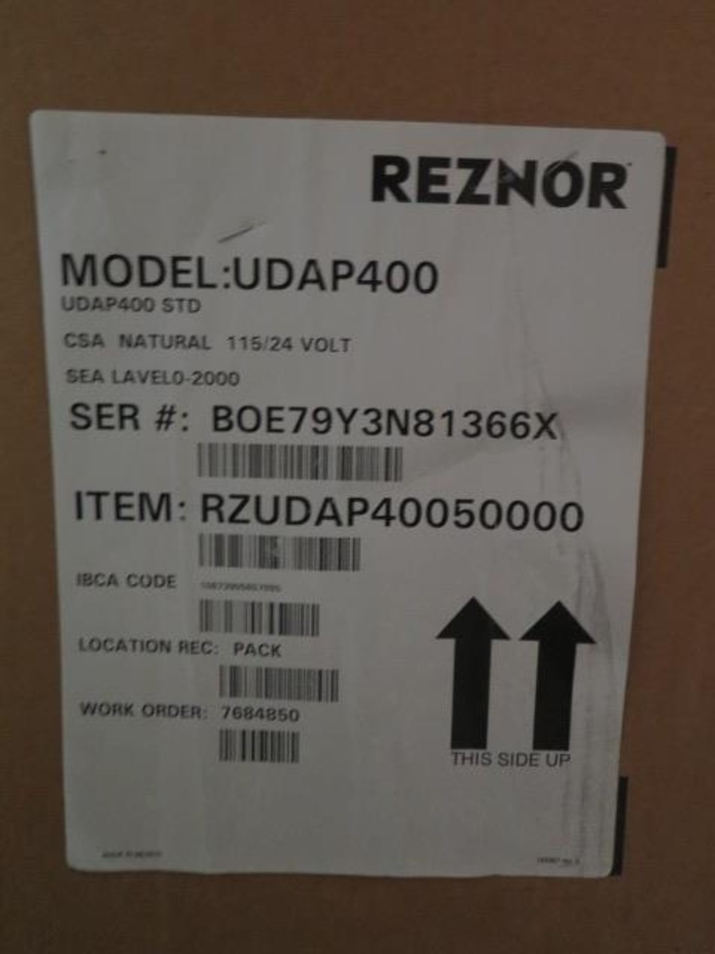 Reznor UDAO-400 400,000 BTU Natural Gas Fired Industrial Heater s/n BOE79Y3N81366X 115V. (SOLD AS-IS - Image 4 of 5