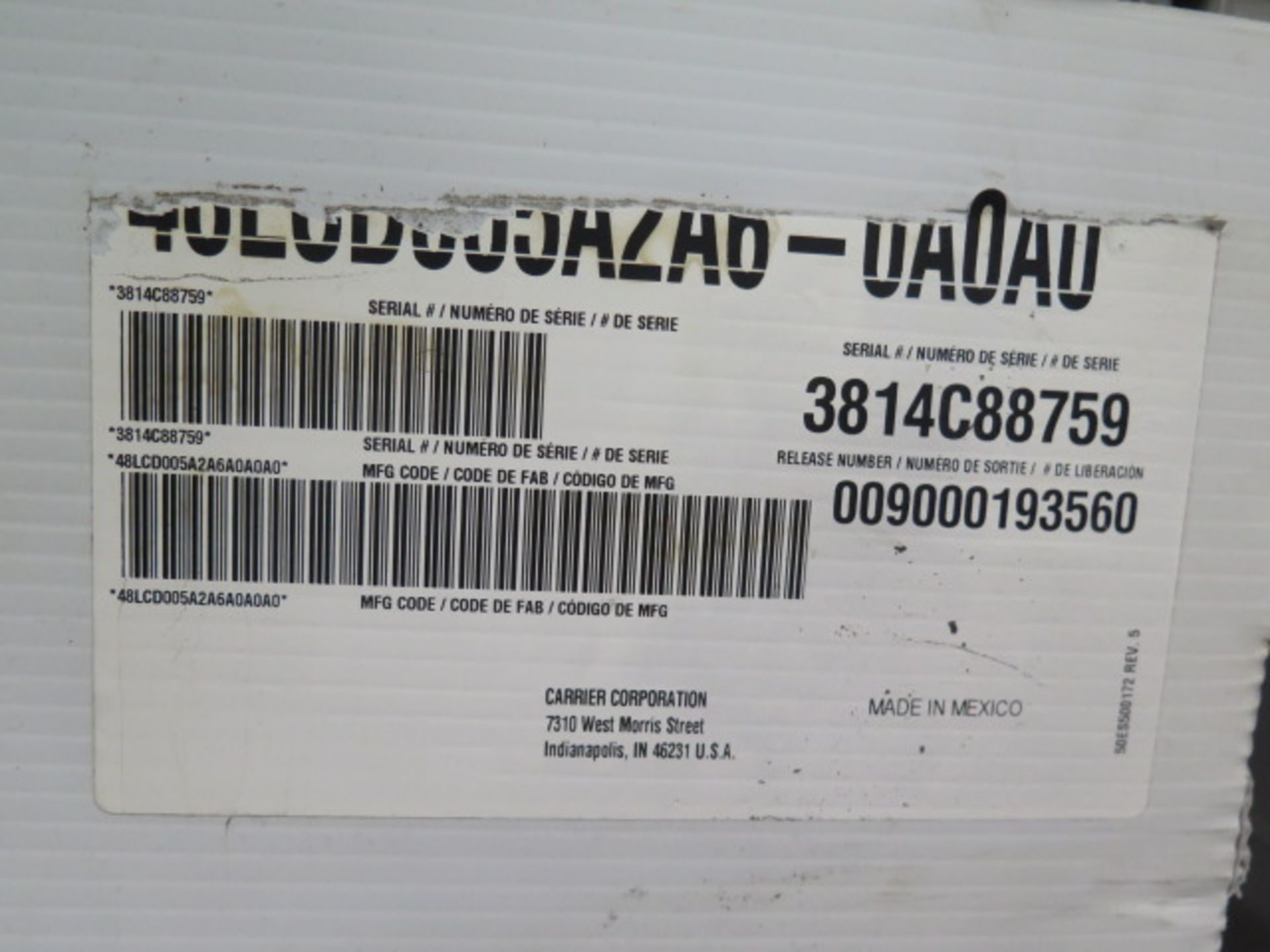 Carrier 48LCD005A2A6-0A0A0 4 Ton Gas Unit s/n 3814C88759 460V-3PH. (SOLD AS-IS - NO WARRANTY) - Image 5 of 7