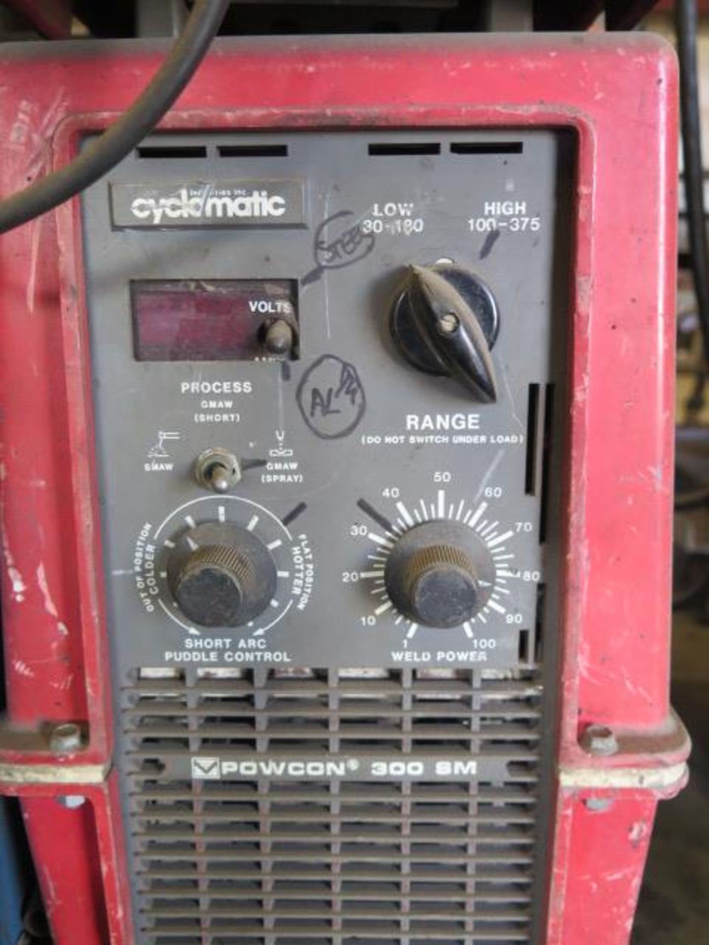 PowCon 300SM Cyclomatic Arc Welding Power Source w/ PowCon Power Drive I/E Wire Feeder, SOLD AS IS - Image 8 of 9