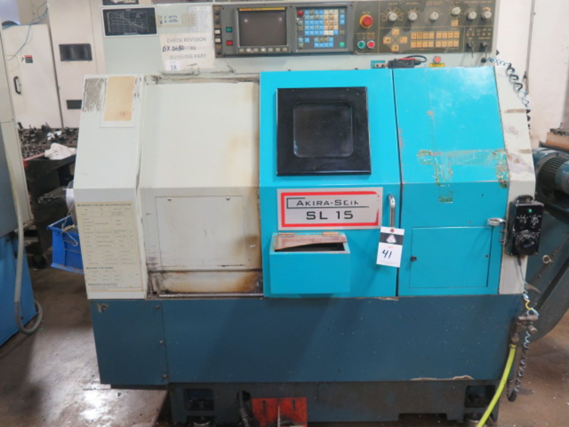 2001 Akira Seiki SL-15 CNC Turning Center s/n 01TC132-126 w/ Fanuc Series 0-T Controls, SOLD AS IS