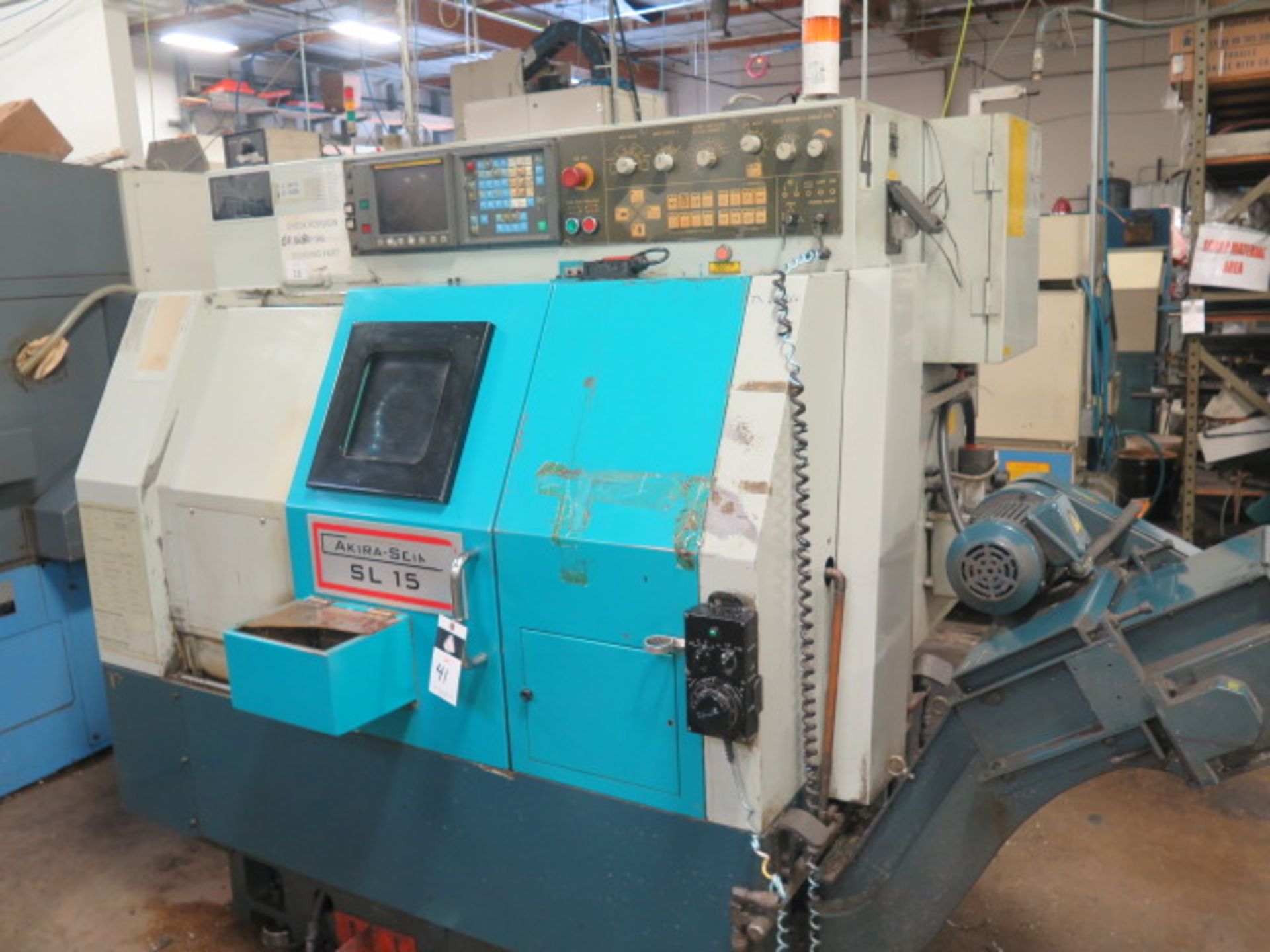 2001 Akira Seiki SL-15 CNC Turning Center s/n 01TC132-126 w/ Fanuc Series 0-T Controls, SOLD AS IS - Image 3 of 13