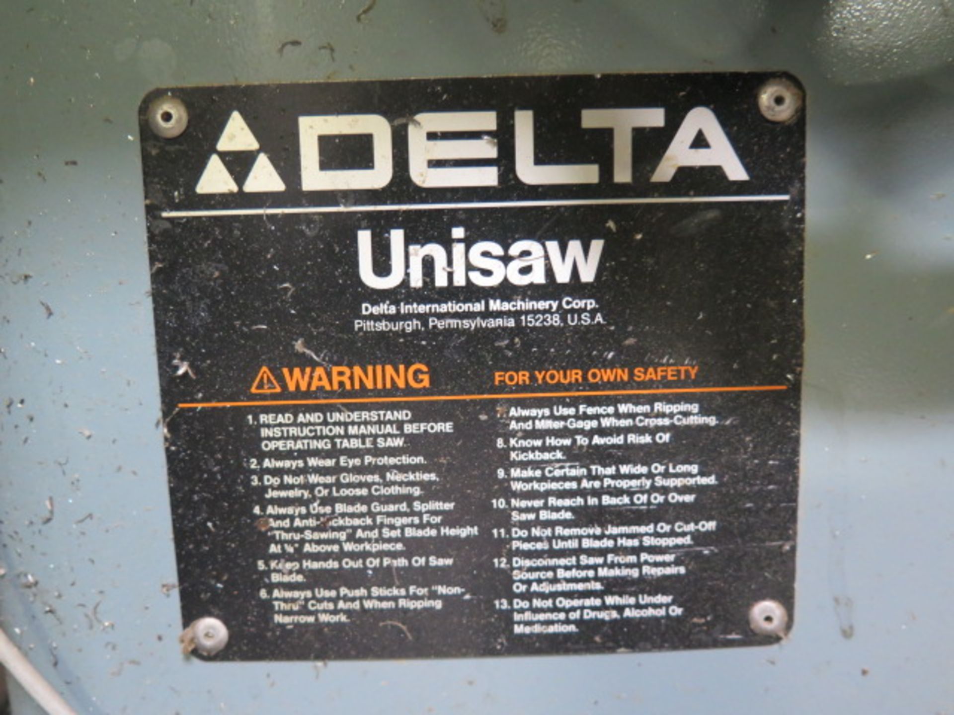 Delta 10" Tilting Arbor Table Saw s/n 88E31491 (SOLD AS-IS - NO WARRANTY) - Image 5 of 5