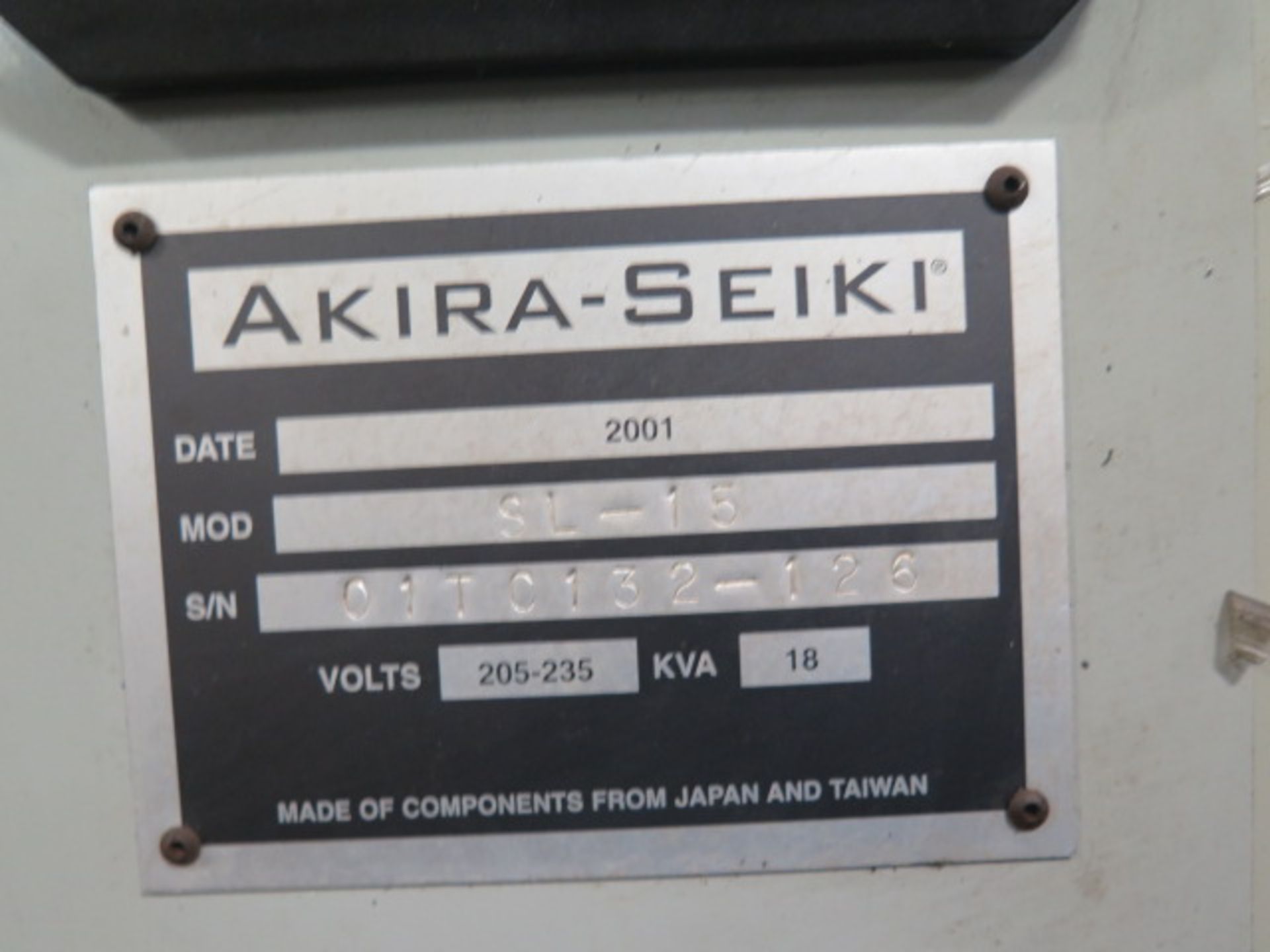 2001 Akira Seiki SL-15 CNC Turning Center s/n 01TC132-126 w/ Fanuc Series 0-T Controls, SOLD AS IS - Image 13 of 13