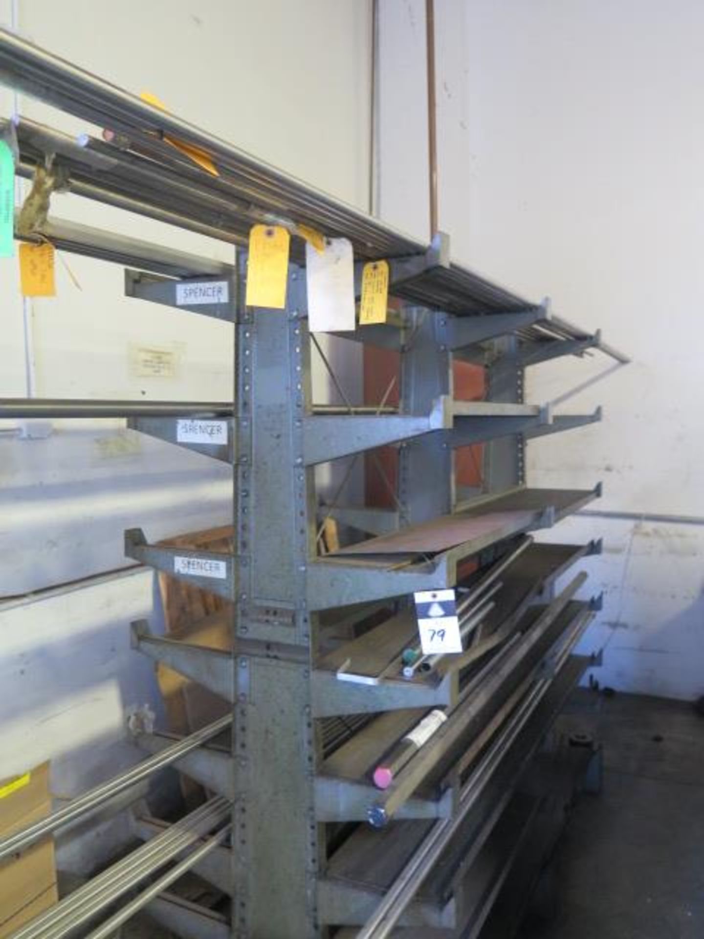 Double Sided Cantilever Material Racks (2) w/ Misc Materials (NO TIRES) (SOLD AS-IS - NO WARRANTY)