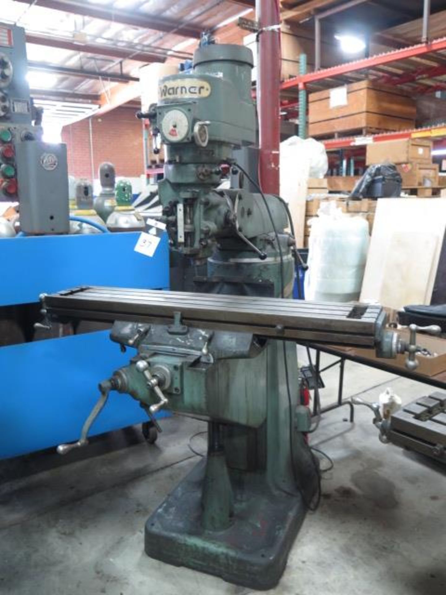 Warner HY-1 ½ VS Vertical Mill s/n 83366 w/ 60-4200 Dial RPM, R8 Spindle, 9” x 49” Table, SOLD AS IS