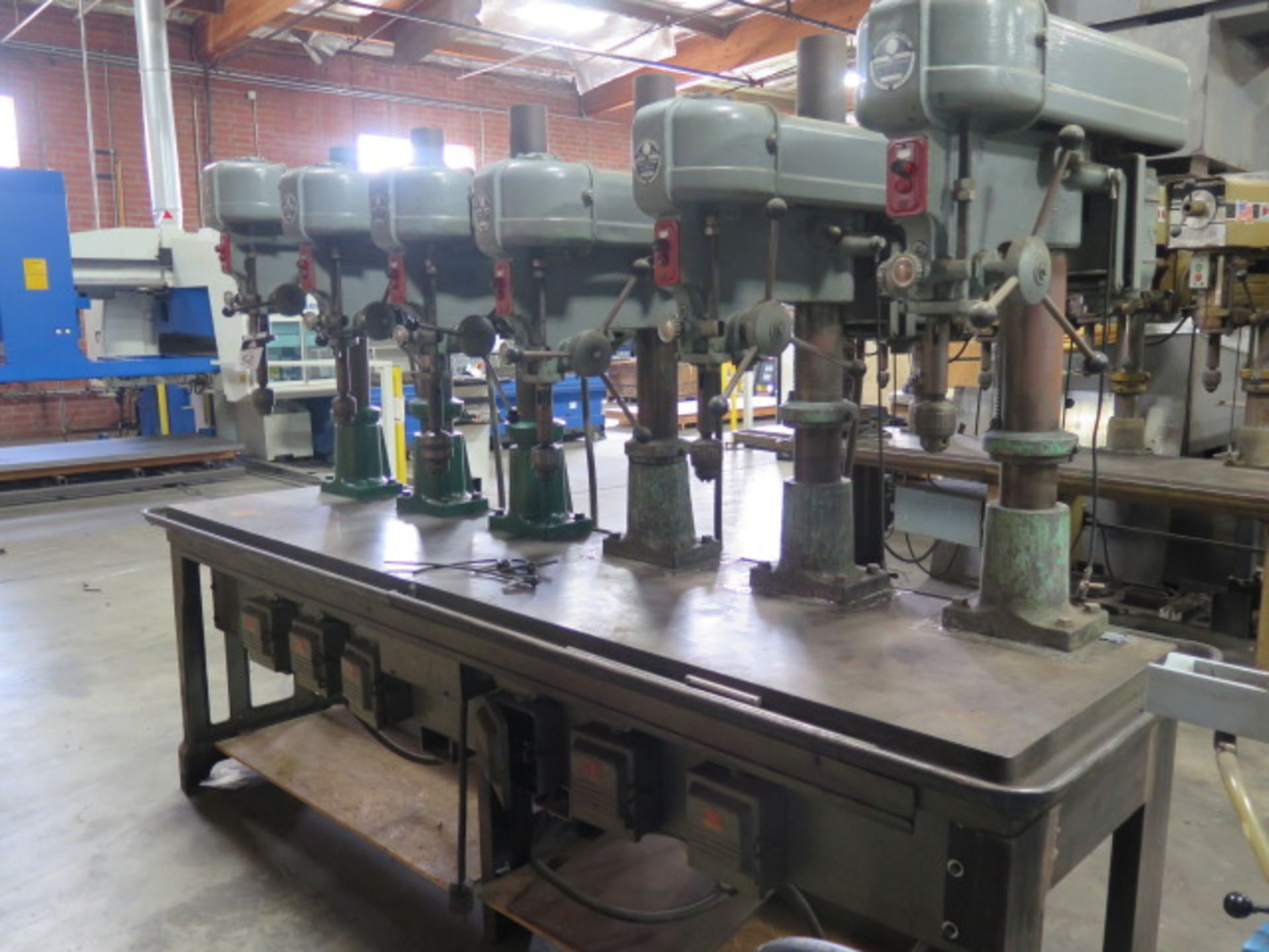 Walker Turner 6-Head Gang Drill Press w/ 24” x 106” Table (SOLD AS-IS - NO WARRANTY) - Image 2 of 7