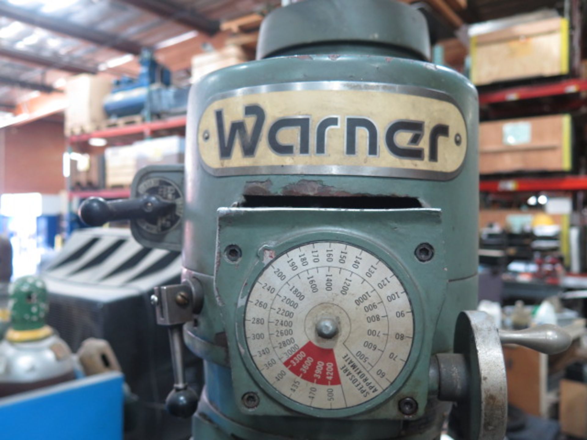 Warner HY-1 ½ VS Vertical Mill s/n 83366 w/ 60-4200 Dial RPM, R8 Spindle, 9” x 49” Table, SOLD AS IS - Image 6 of 6