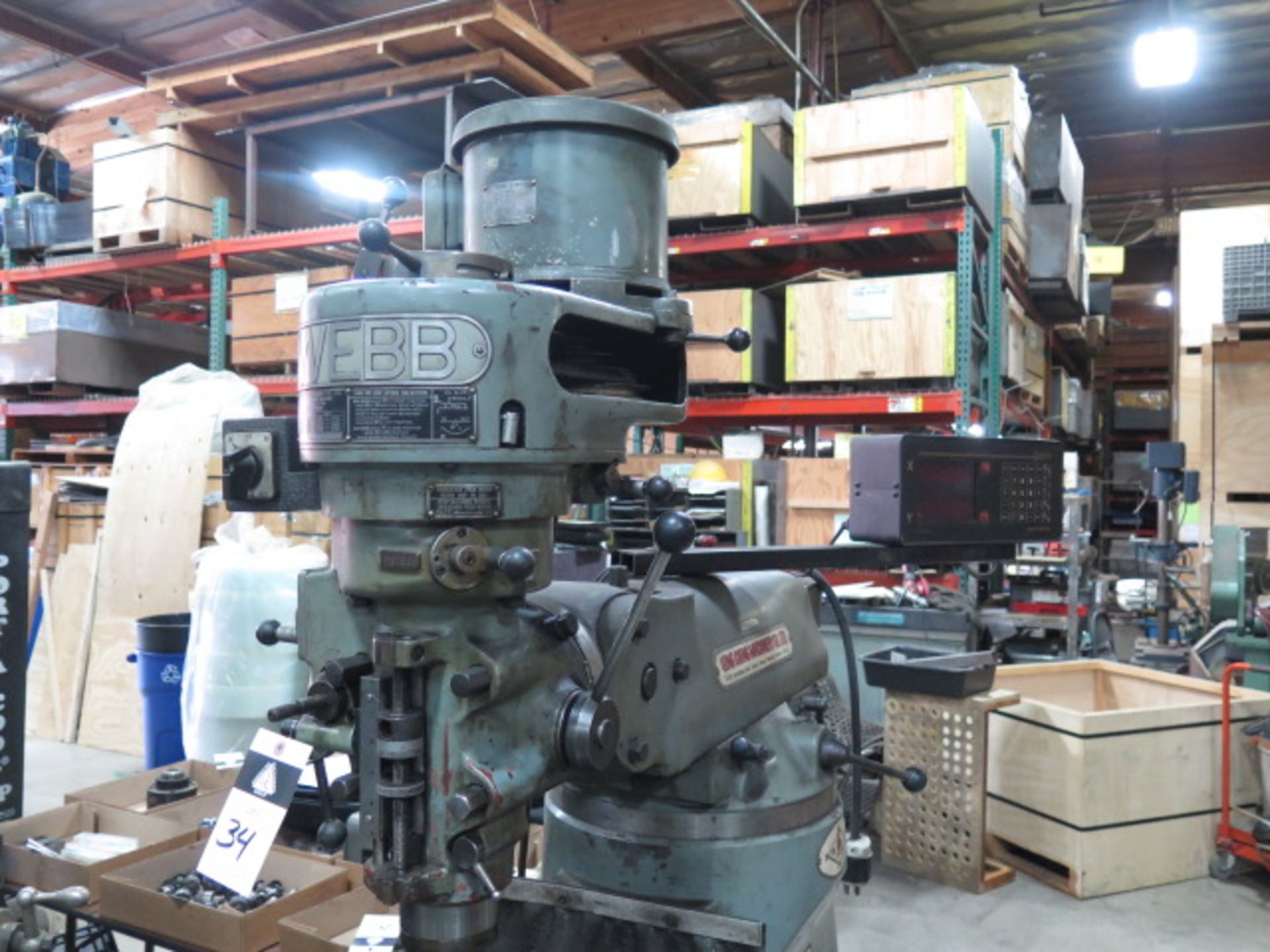 Webb Vertical Mill s/n 7131551 w/ 2Hp Motor, 80-2760 RPM, 9” x 47” Table (SOLD AS-IS - NO WARRANTY) - Image 3 of 7