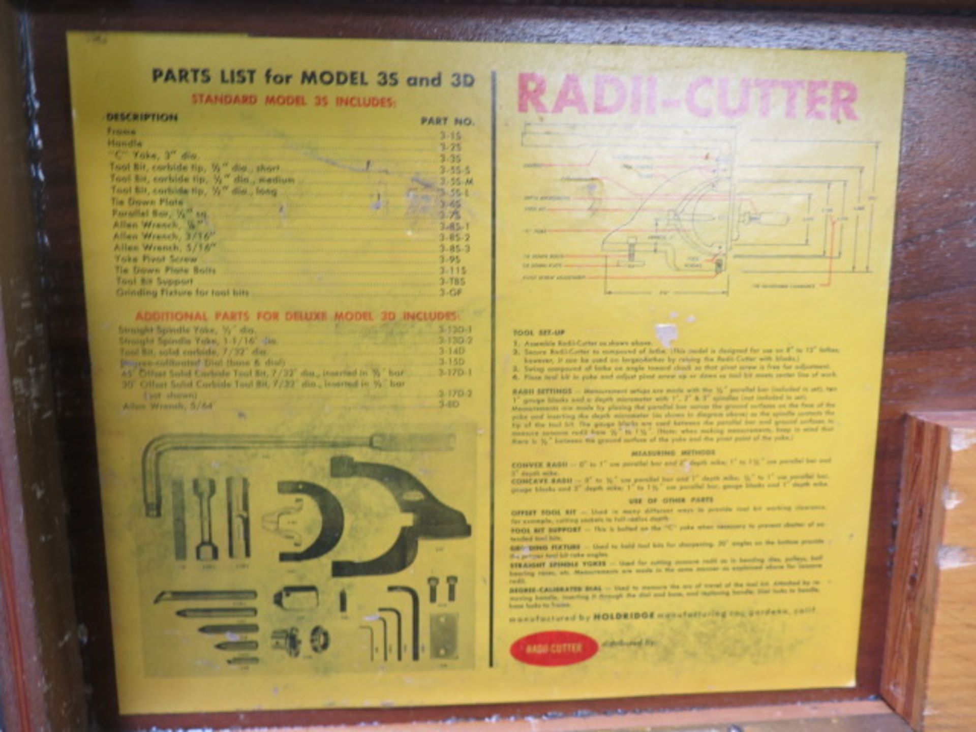 Holdridge No. 3-D Radii Cutter Set (SOLD AS-IS - NO WARRANTY) - Image 5 of 6