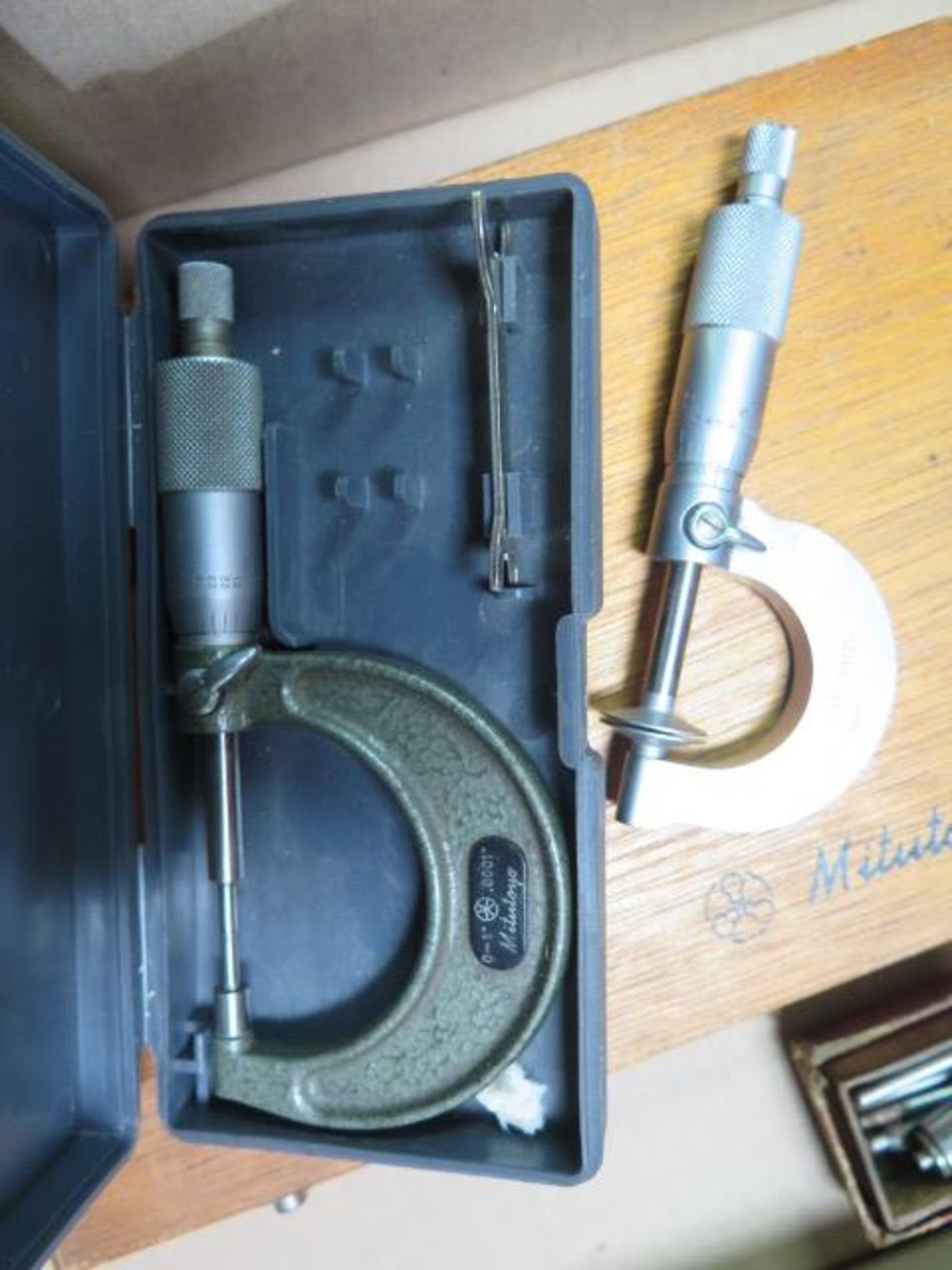 Mitutoyo 0-1" Disc Mic, 0-1" Spline Mic. 0-4" Depth Mic and Lufkin ID Mics (5) (SOLD AS-IS - NO - Image 2 of 4