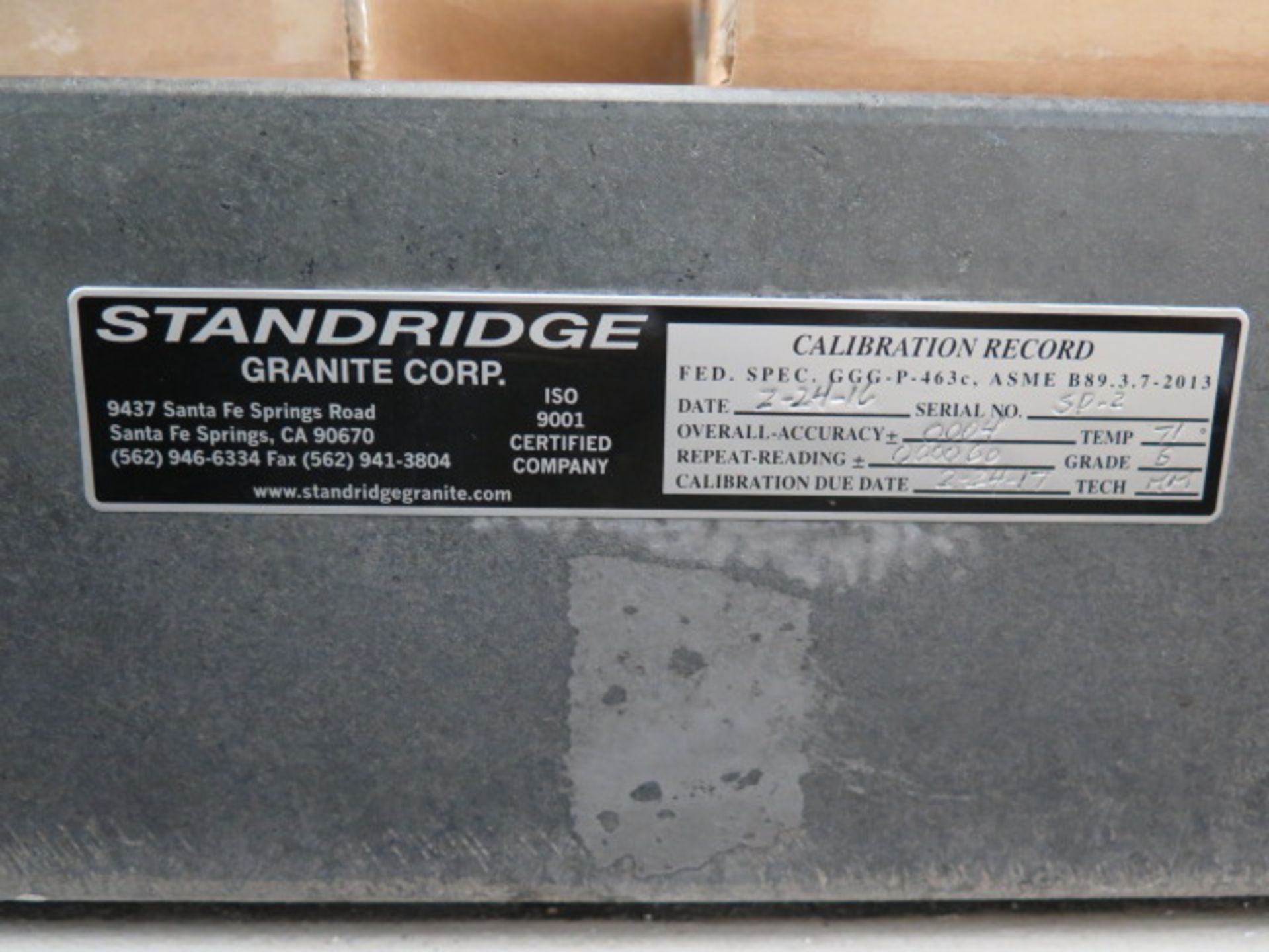 Standridge 36” x 48” x 6 ½” Granite Surface Plate w/ Rol Stand (SOLD AS-IS - NO WARRANTY) - Image 5 of 5