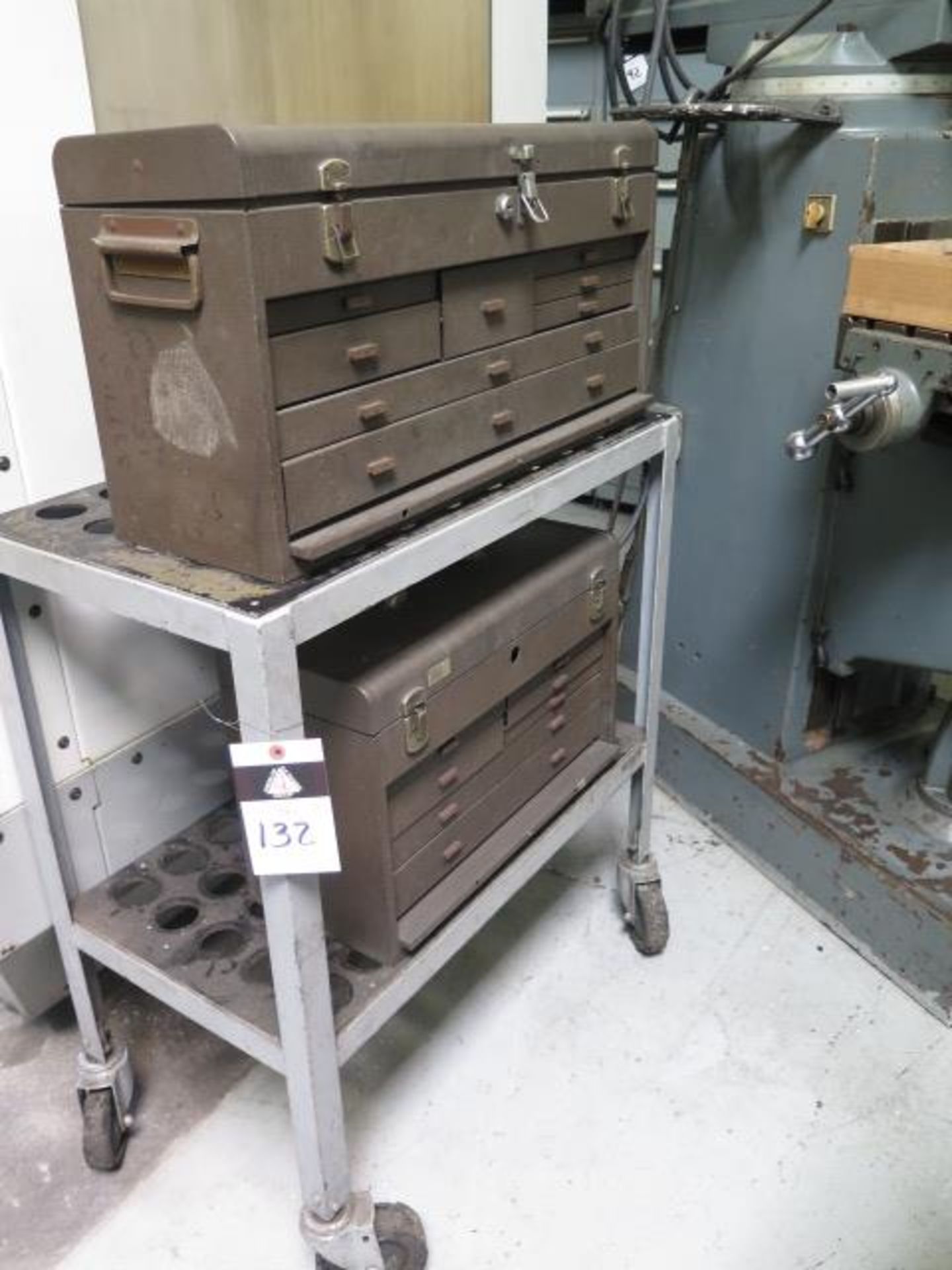 Kennedy Tool Boxes w/ Drills and Misc Tooling w/ Taper Tooling Cart (SOLD AS-IS - NO WARRANTY)