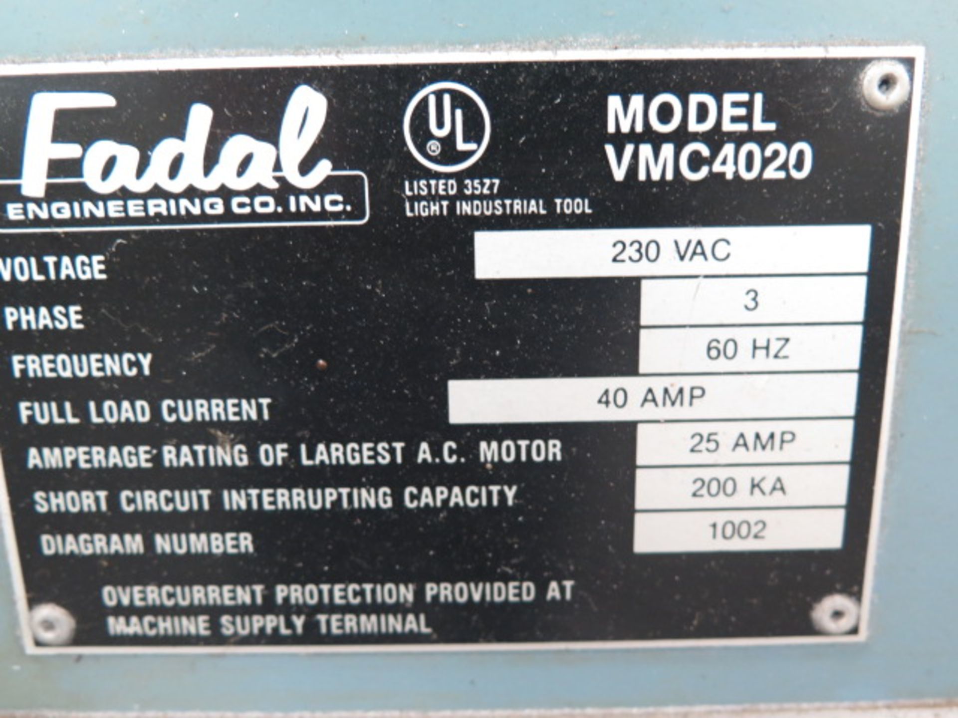 Fadal VMC4020 CNC VMC s/n 9102021 w/ Fadal CNC88 Controls, 21-Station ATC, SOLD AS IS - Image 13 of 14