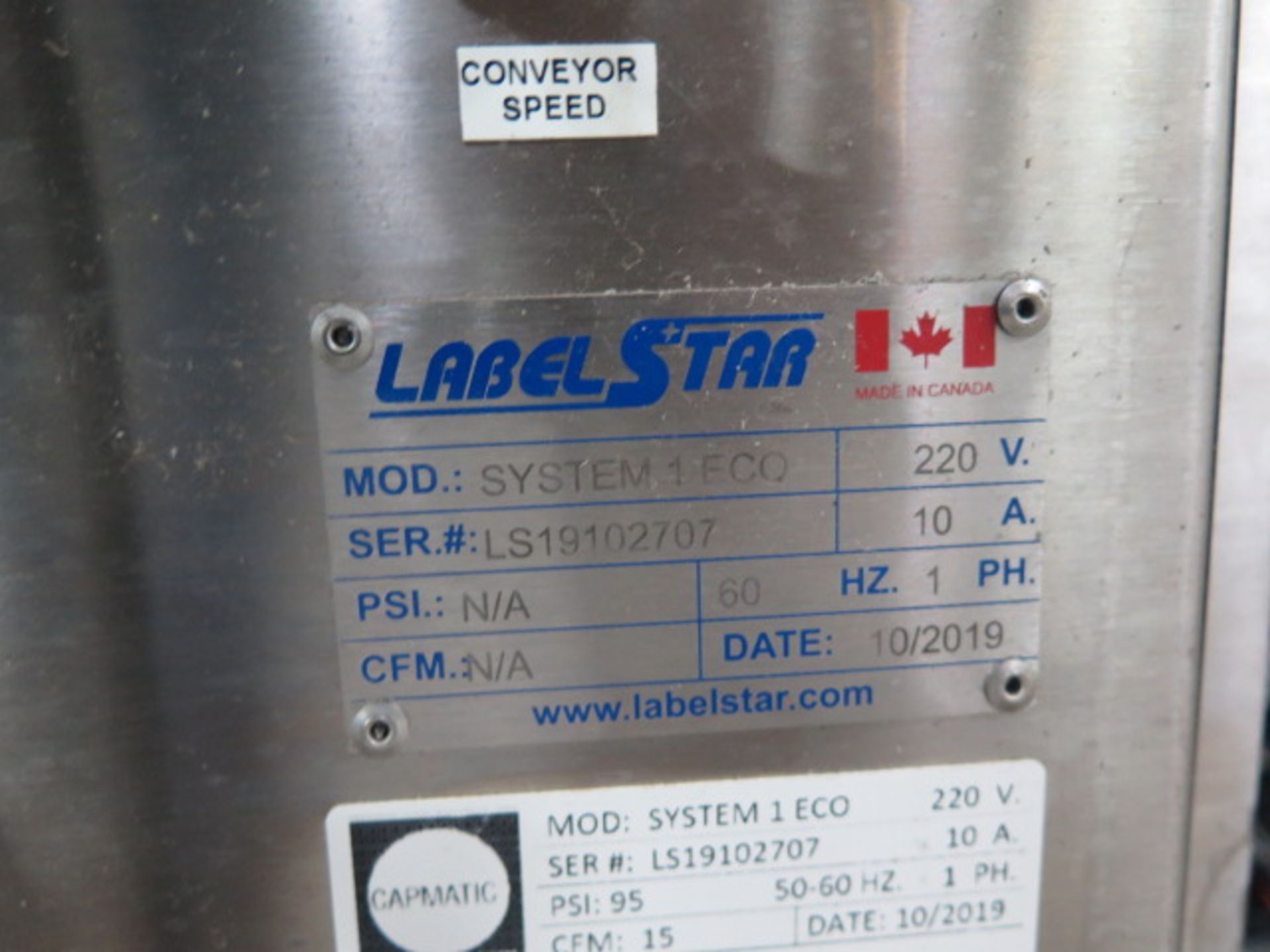 Capmatic "Label Star" System 1 ECO Automatic Labeler w/ Conveyor (SOLD AS-IS - NO WARRANTY) - Image 12 of 12