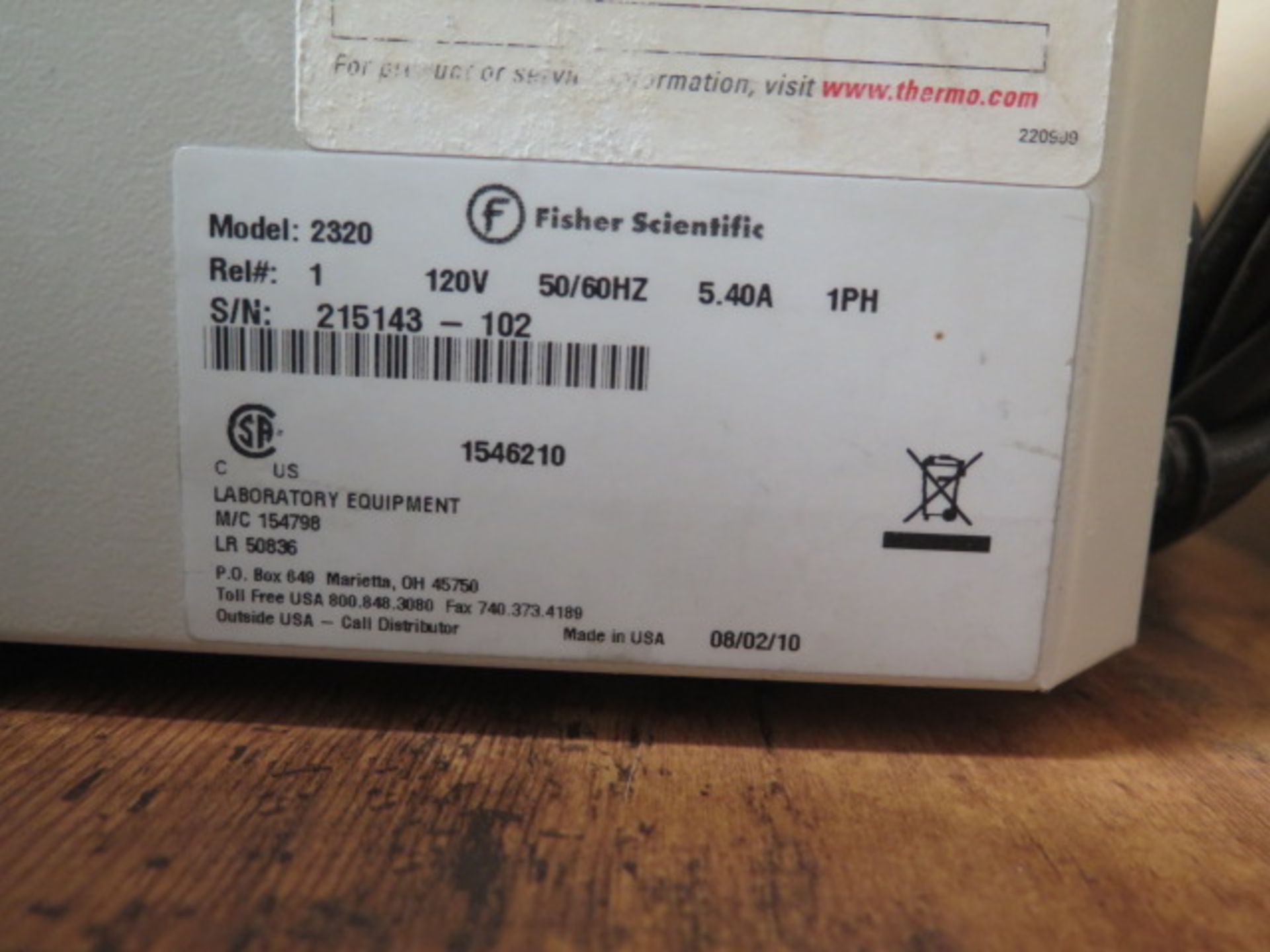 Fisher Scientific mdl. 2320 Isotemp Water Bath (SOLD AS-IS - NO WARRANTY) - Image 5 of 5