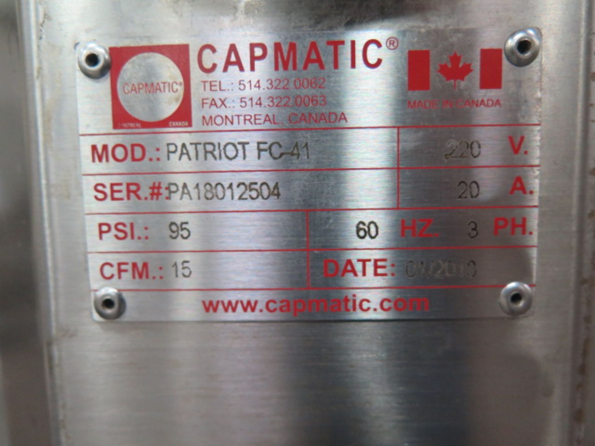 Line 2 : 2018 Capmatic “Patriot” Filling and Capping Line w/ Capmatic PLC Controls, SOLD AS IS - Image 33 of 33