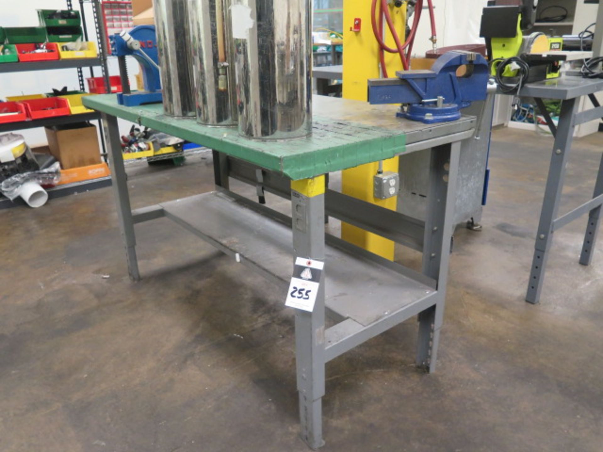 Uline Steel Work bench w/ Bench Vise and Arbor Press (SOLD AS-IS - NO WARRANTY)