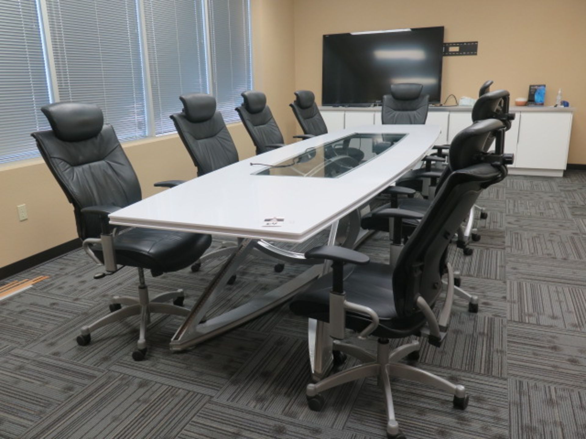 Lighted Conference Table w/ (9) Chairs and White Board (SOLD AS-IS - NO WARRANTY)