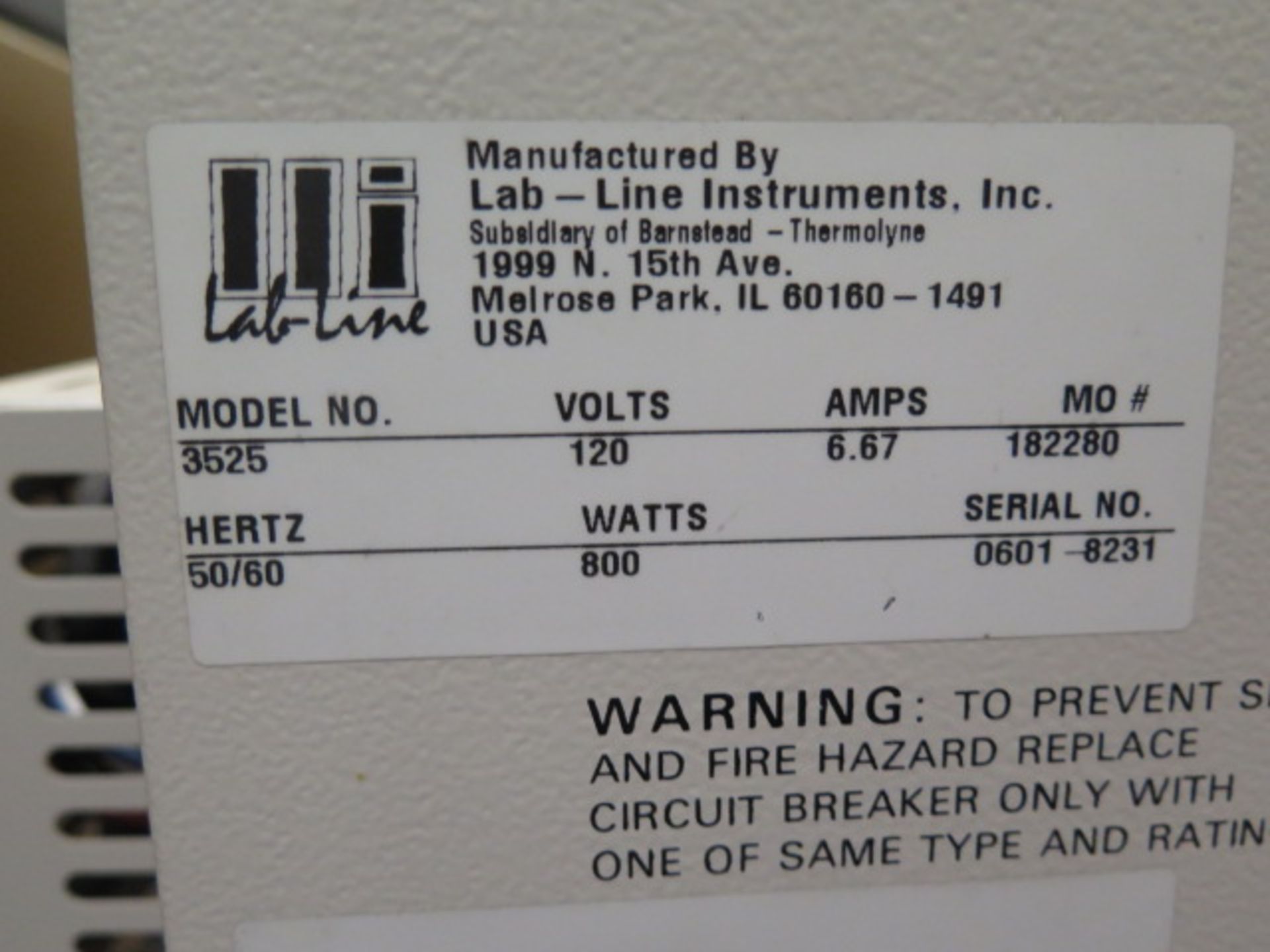 Labline Instruments mdl. 3525 Incubator Shaker (SOLD AS-IS - NO WARRANTY) - Image 10 of 10
