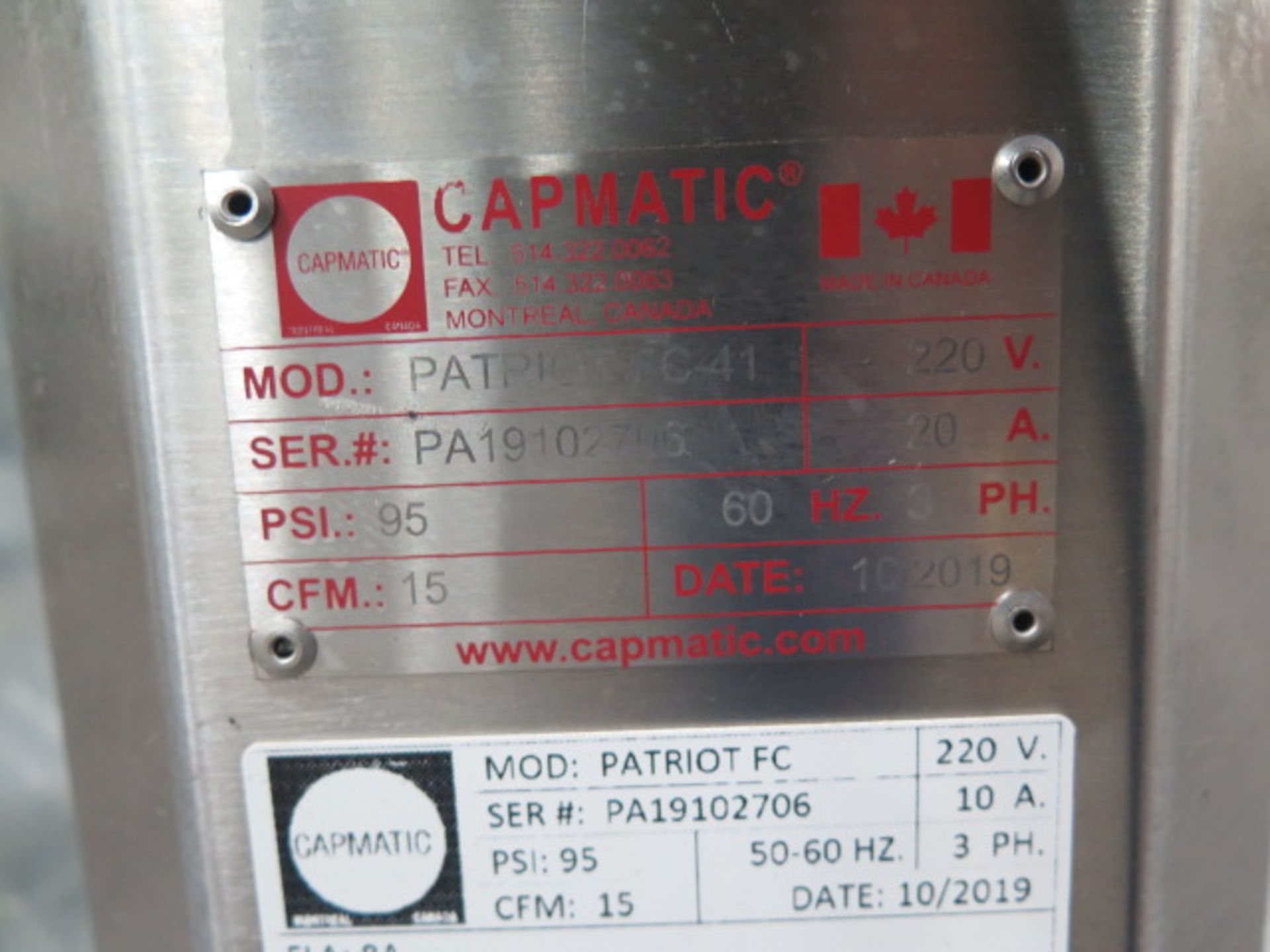 Line 5 : 2019 Capmatic “Patriot” Filling and Capping Line w/ Capmatic PLC Controls, SOLD AS IS - Image 36 of 38