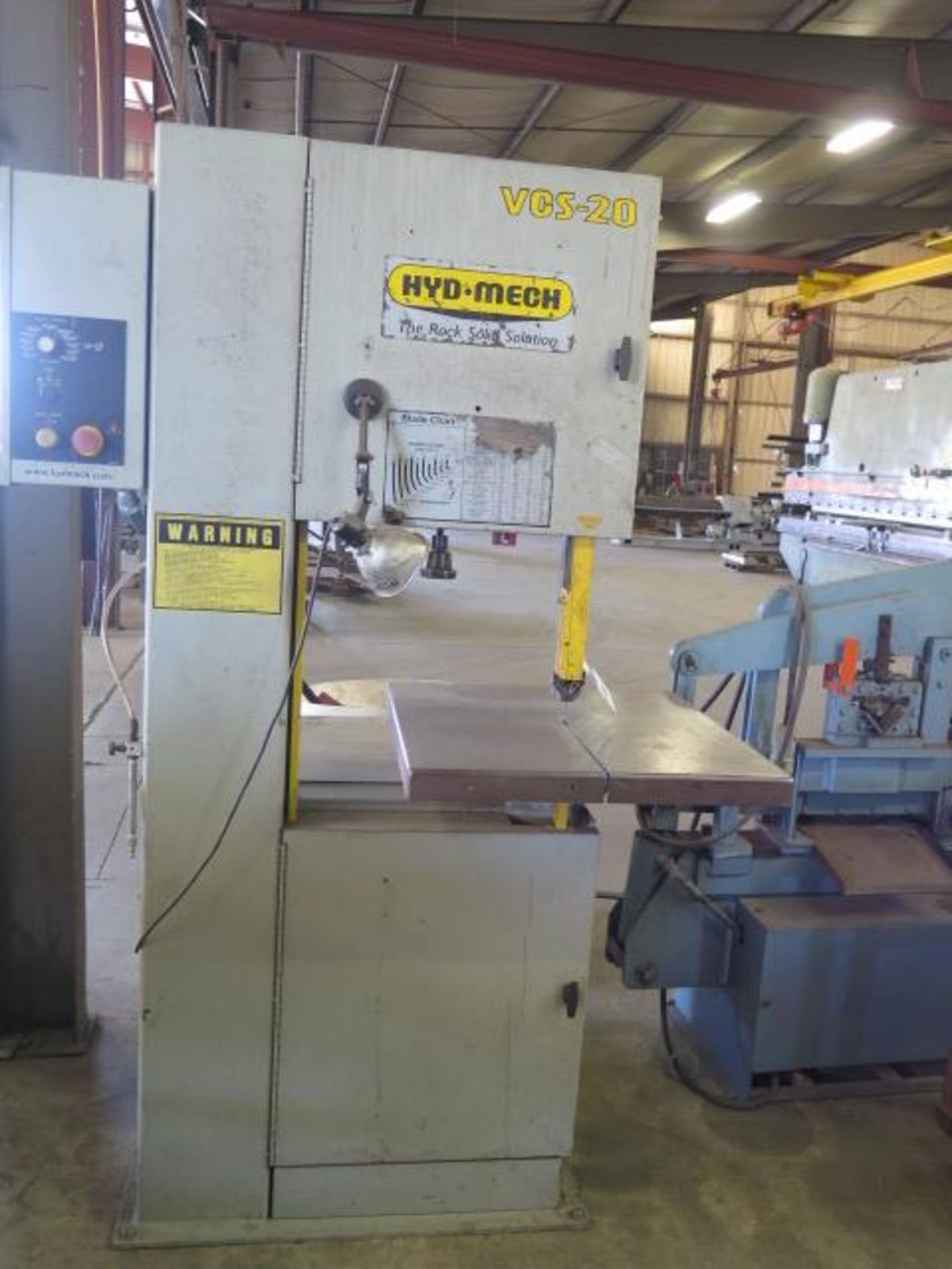 Hyd-Mech VCS-20 20” Vertical Band Saw s/n VCS2003110055 w/ 30-5500 FPM, 26” x 26” Table SOLD AS IS