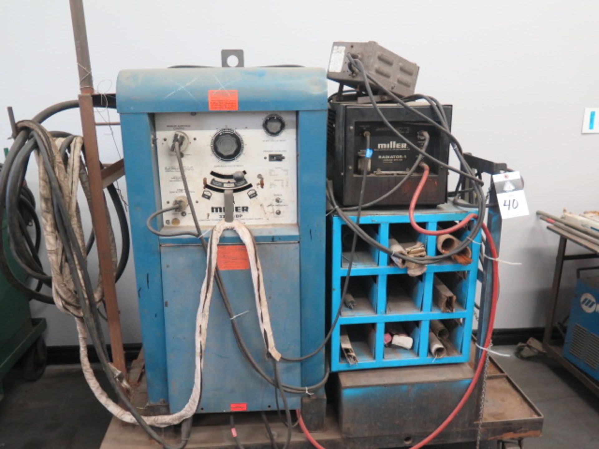 Miller 330 A/PB CC-AC/DC Arc Welding Power Source w/ Miller Radiator-1 Cooler, Cart (SOLD AS-IS - NO