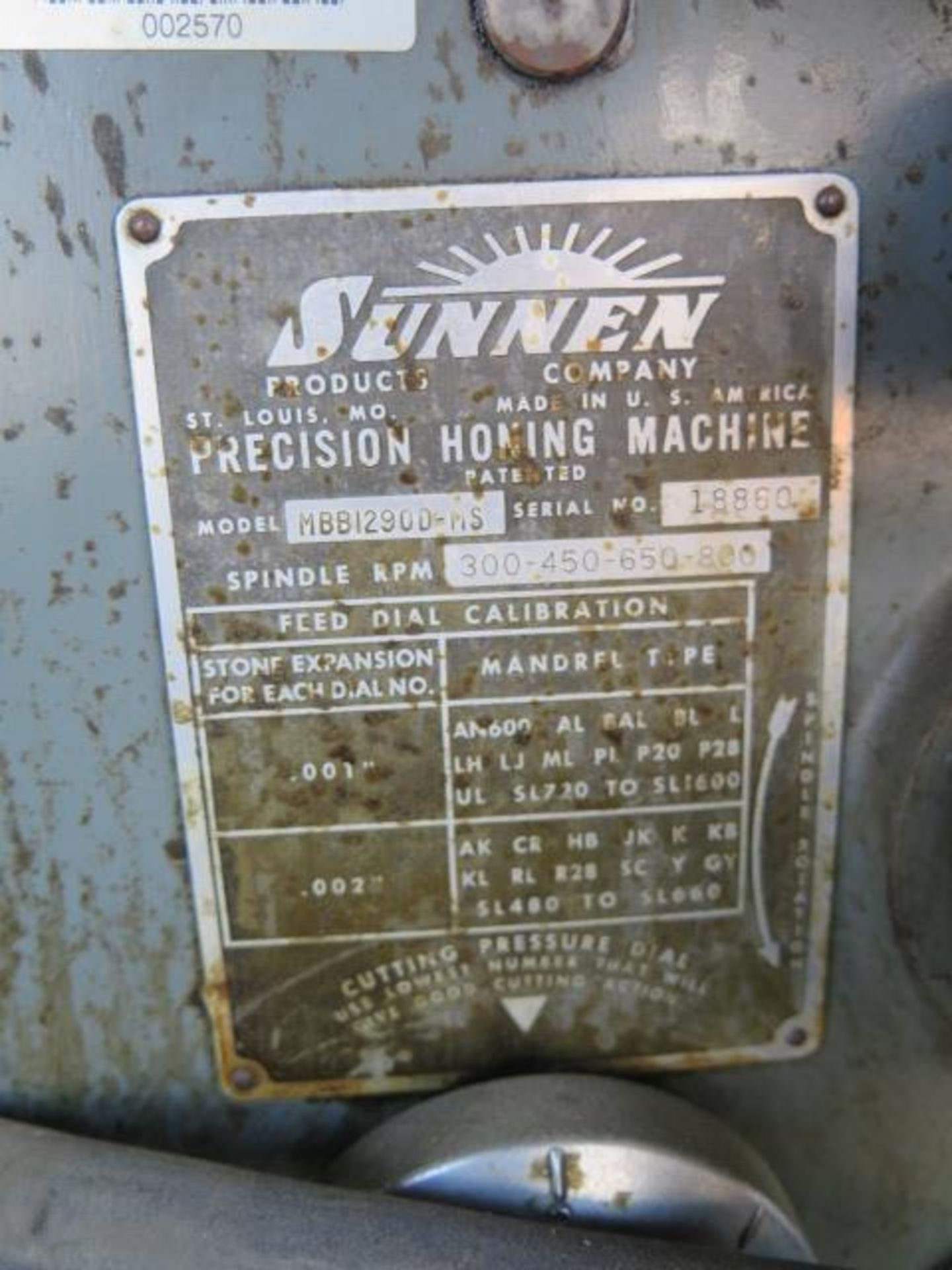 Sunnen mdl. MBB-1290 Honing Machine (SOLD AS-IS - NO WARRANTY) - Image 6 of 6