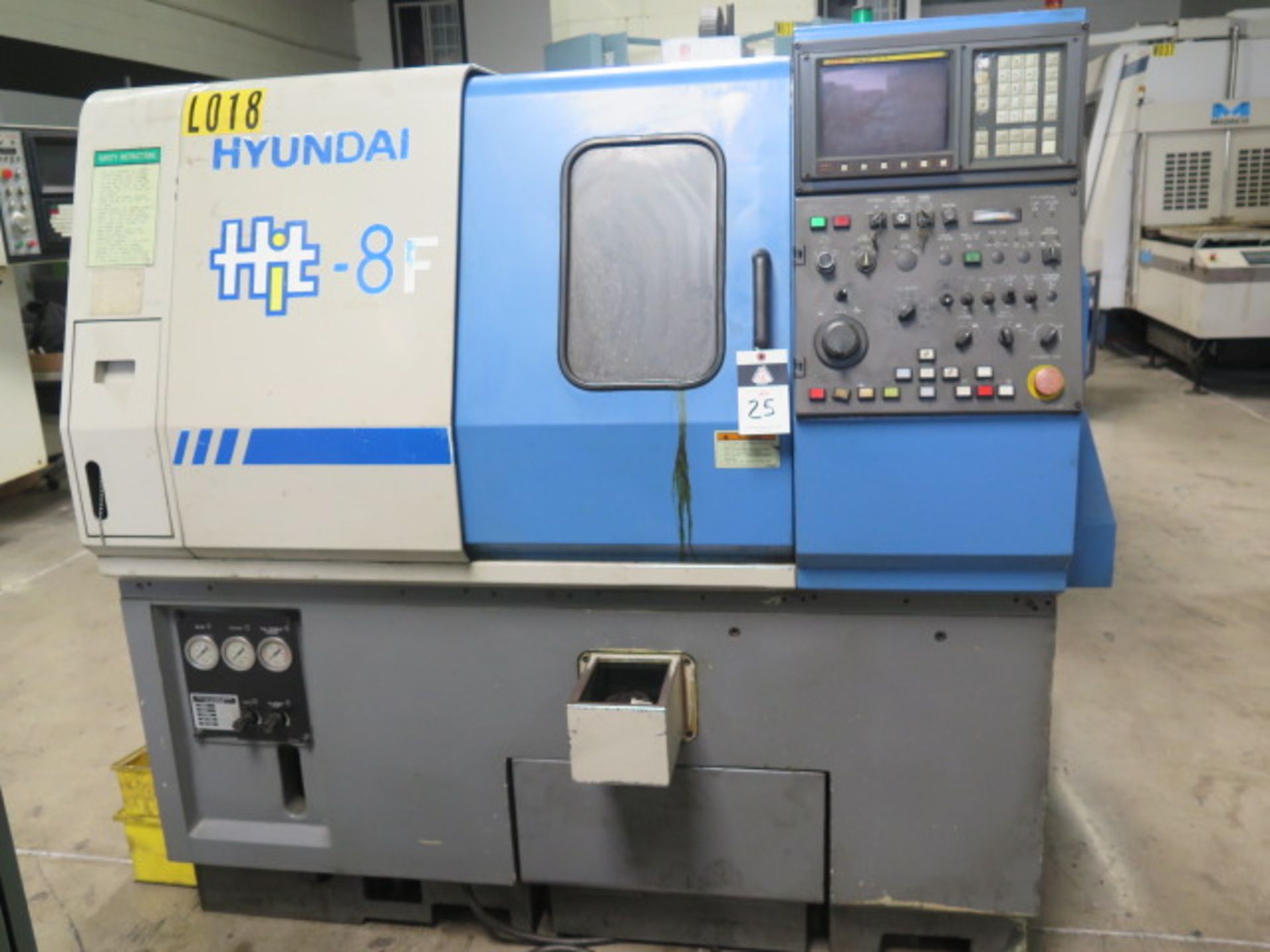 Hyundai Hit-8F CNC Turning Center s/n 14757011 w/ Fanuc 0-T Controls, 8-Station Turret, SOLD AS IS