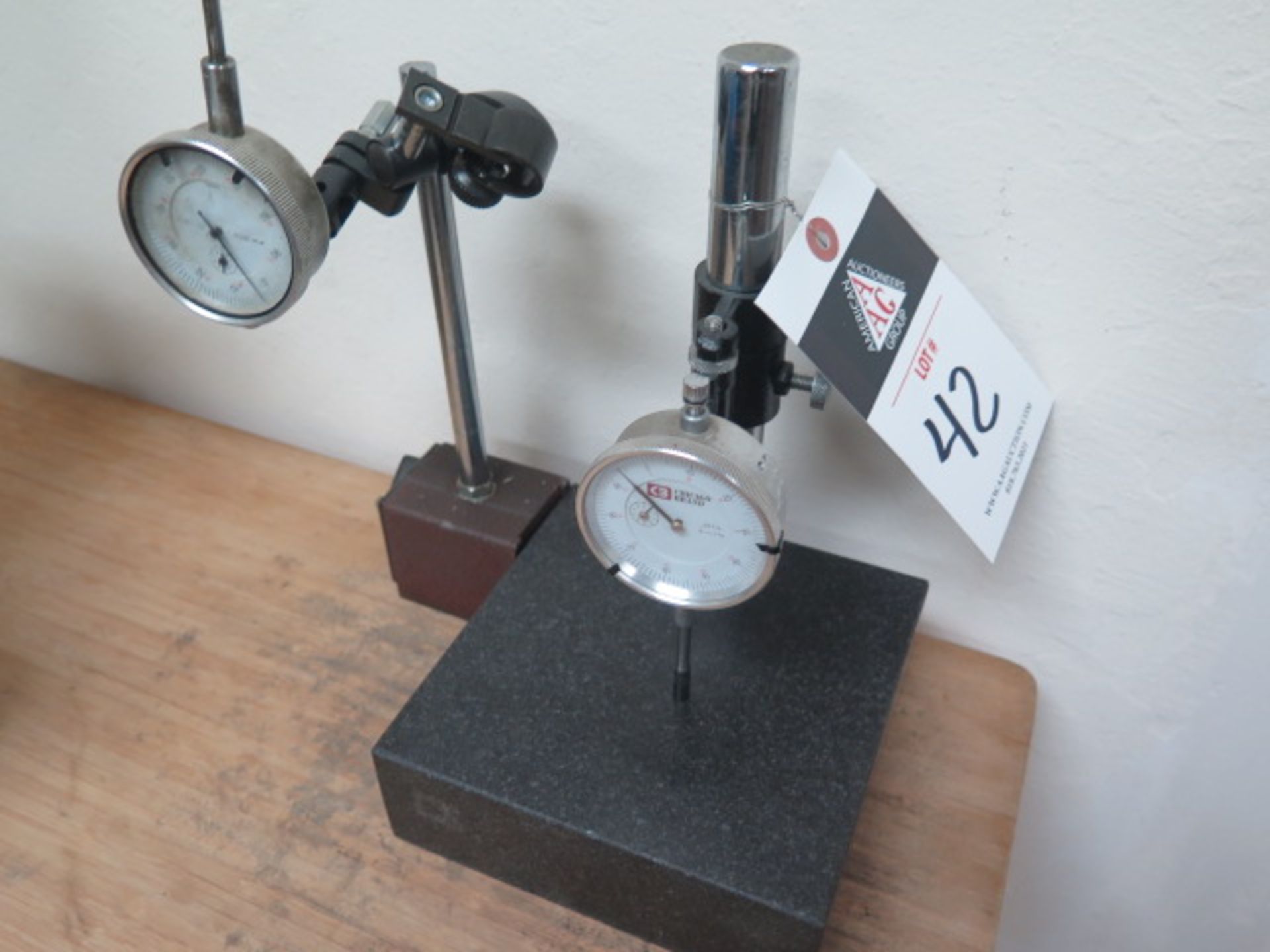 6" x 6" Granite Indicator Stand w/ Dial Drop Indicator (SOLD AS-IS - NO WARRANTY)