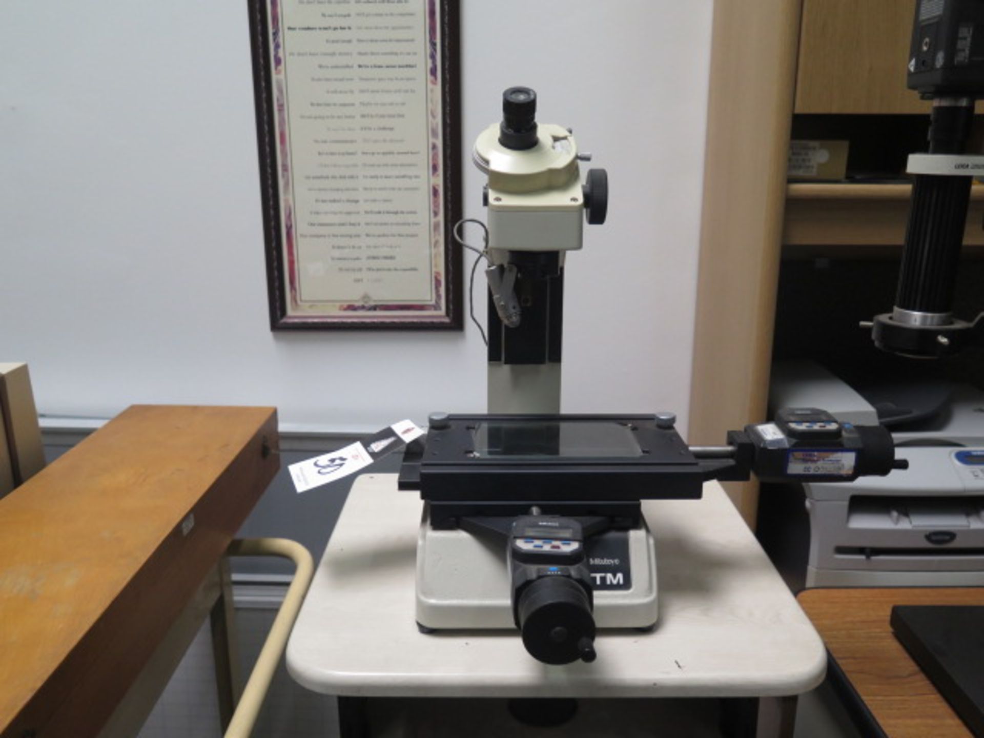 Mitutoyo mdl. TM Tool Makers Microscope w/ Digital Mic Heads, Light Source (SOLD AS-IS - NO