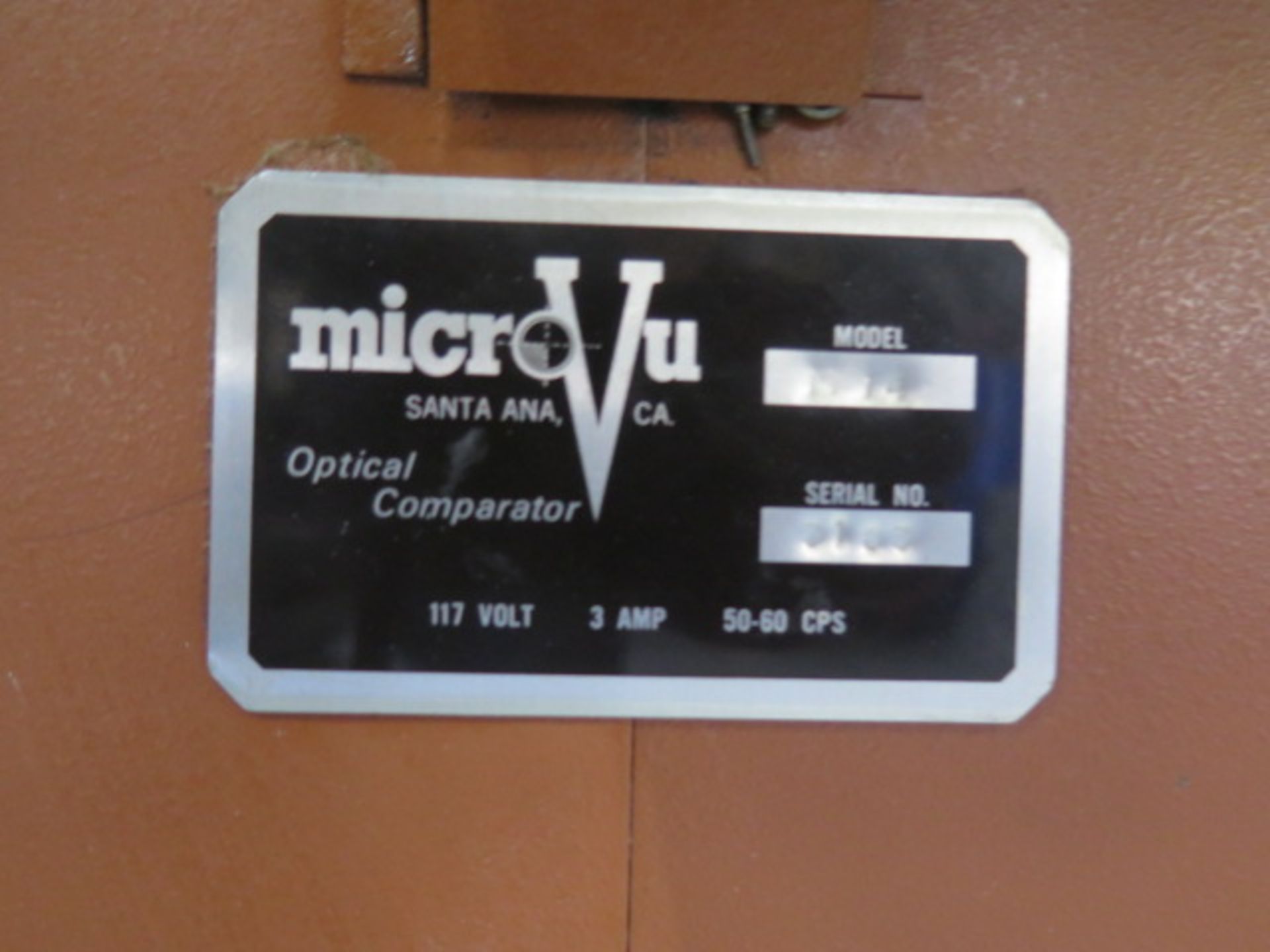 MicroVu mdl. M14 14" Optical Comparator s/n 3183 (NO SCREEN) w/ Acu-Rite II DRO, Surface and Profile - Image 9 of 9