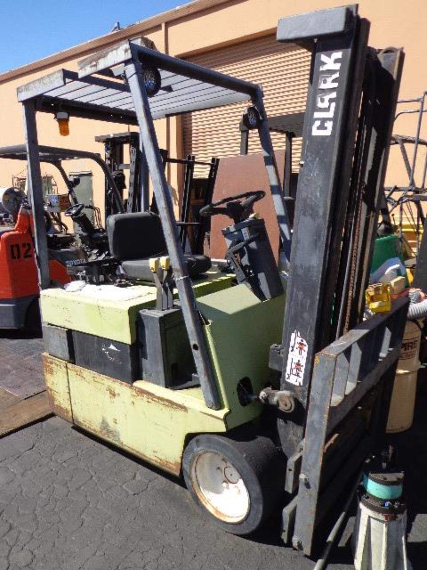 Clark TM-17 3000 Lb Cap Electric 3-Wheel s/n TM247-0079-9368 w/ 2-Stage Mast, 122” Lift, SOLD AS IS