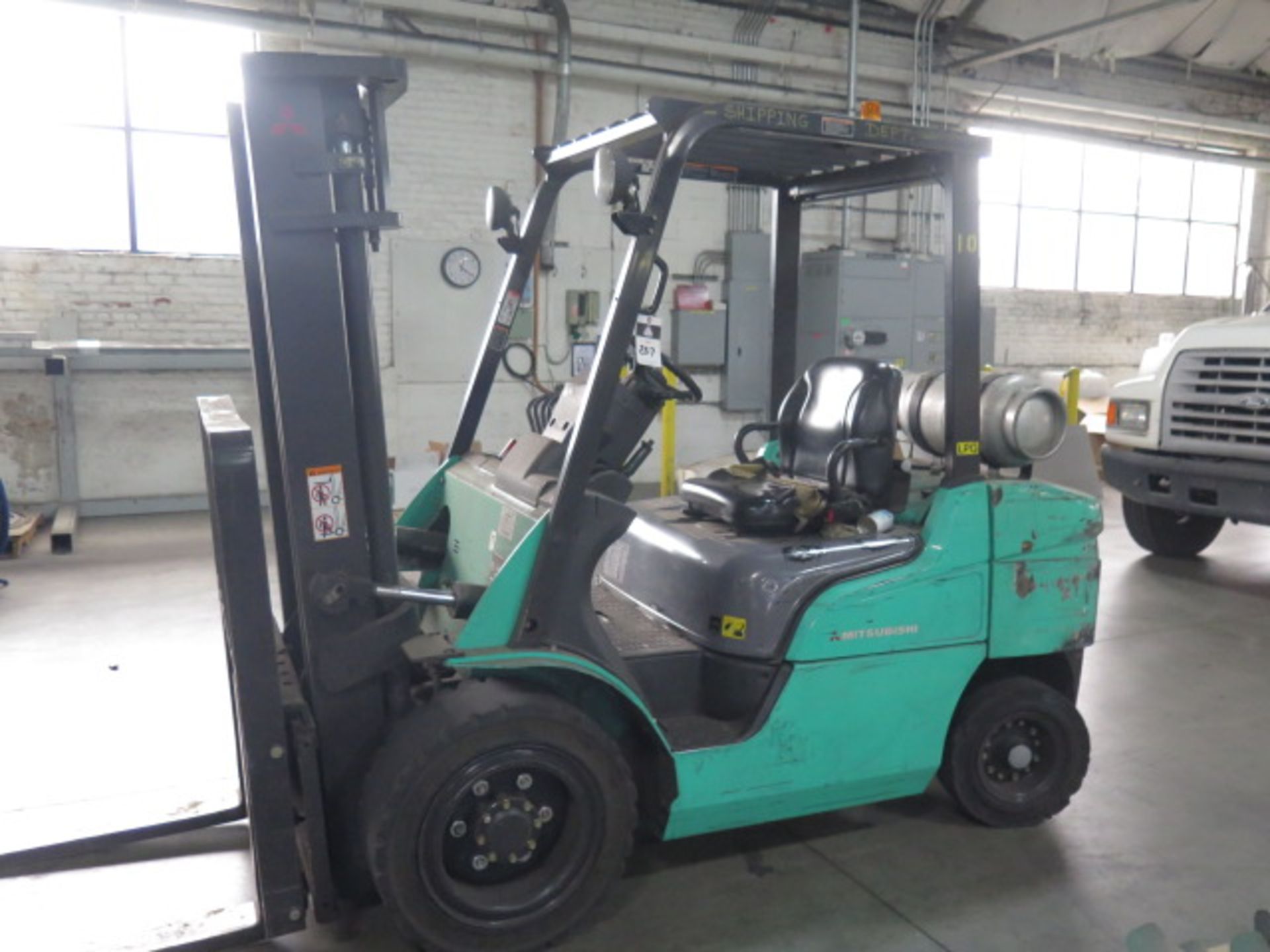 Mitsubishi FG30N 6000 Lb Cap LPG Forklift s/n AF13F10505 w/ 2-Stage Mast, 130” Lift SOLD AS IS