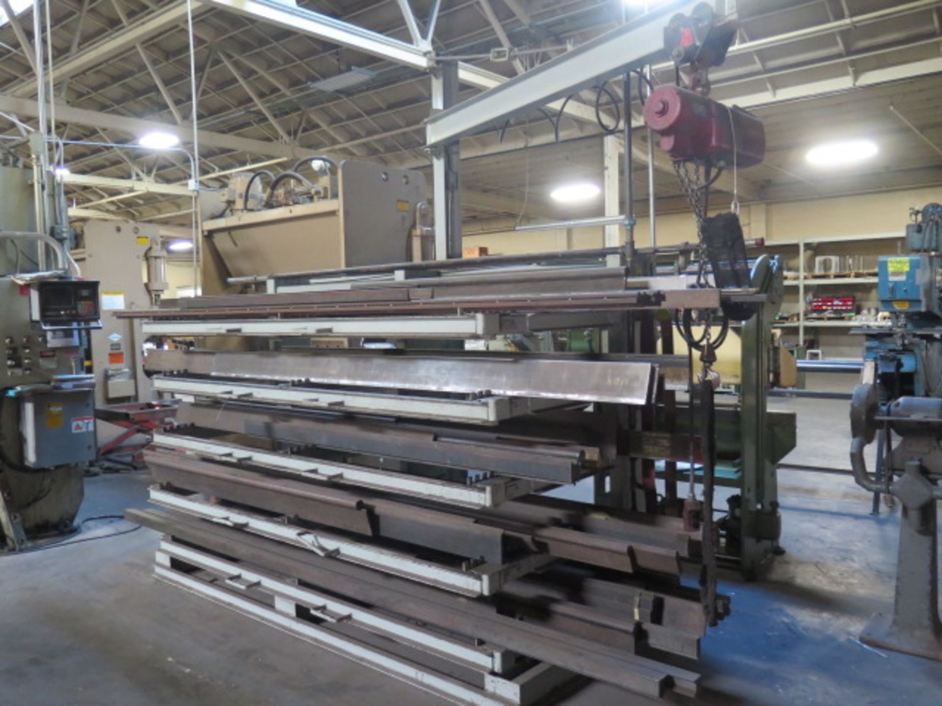 Press Brake Dies w/ (5) Drawer Style Slide-Out Rack, Built-In Jib and 1/2 Ton Cap Electric Hoist ( - Image 2 of 15