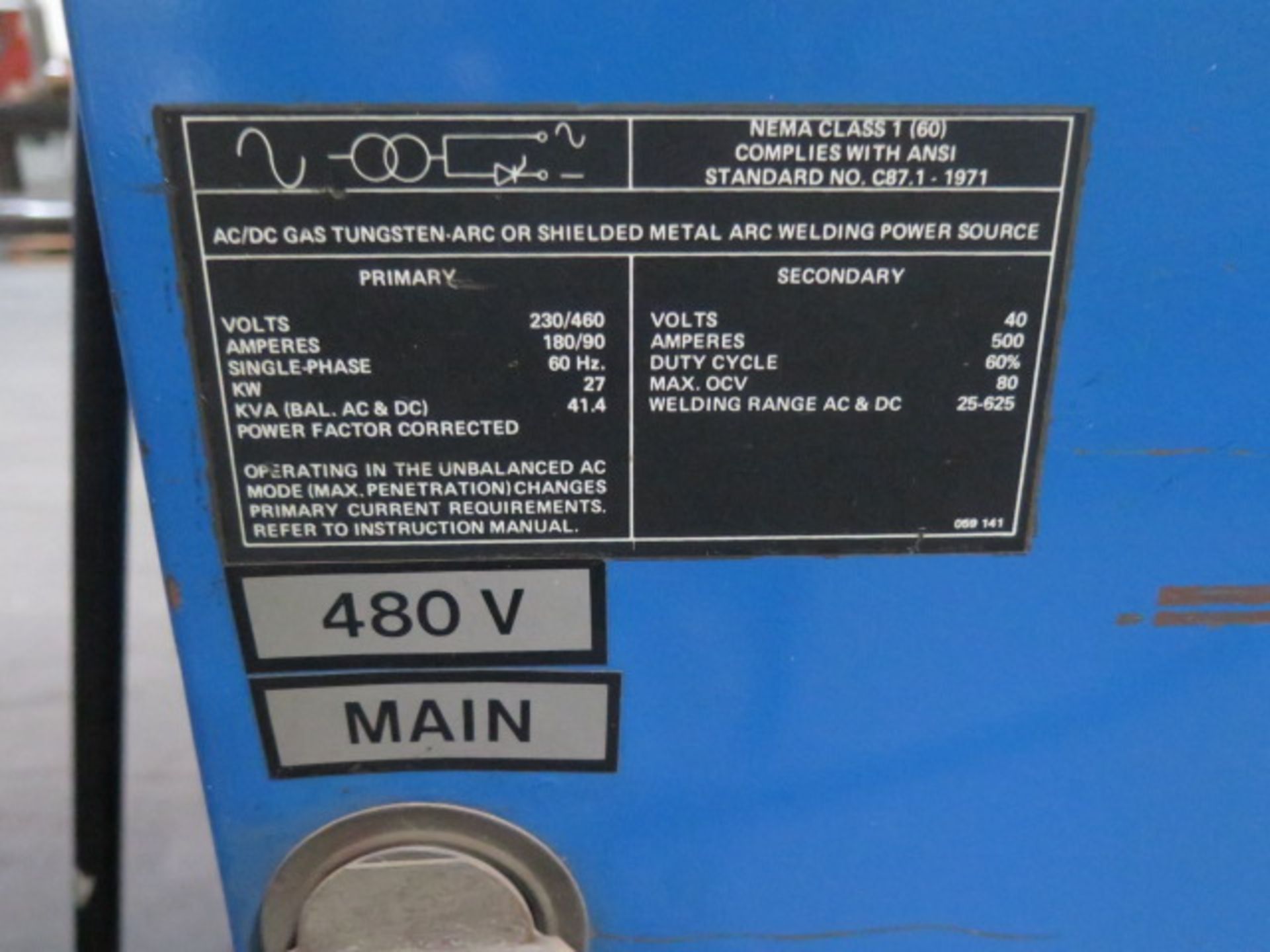 Miller Syncrowave 500 AC/DC Arc Welding Power Source (SOLD AS-IS - NO WARRANTY) - Image 6 of 9