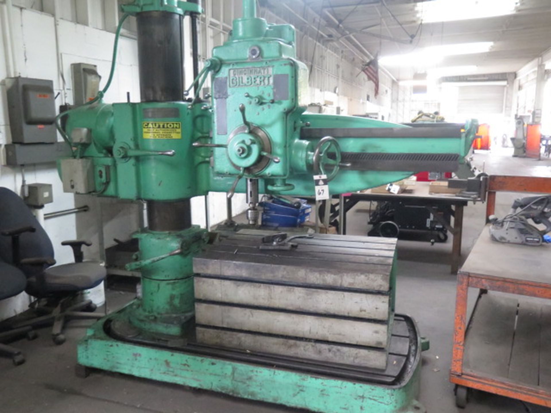 Cincinnati Gilbert 10” Column x 36” Radial Arm Drill s/n 5304 w/ 42-1500 RPM, 30” x 42” x 20” T-Slot